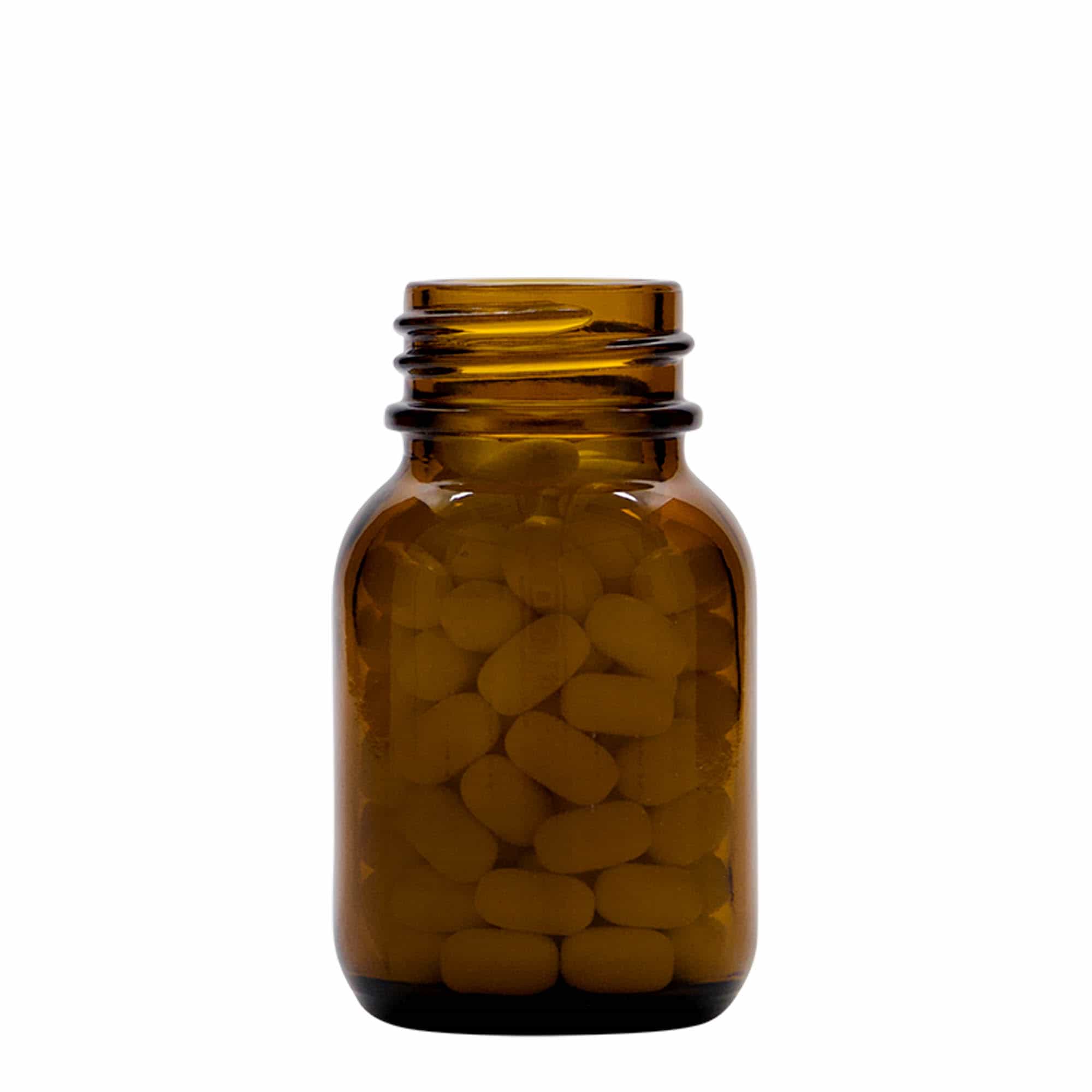 50 ml vidhalset glass, brun, åpning: DIN 32