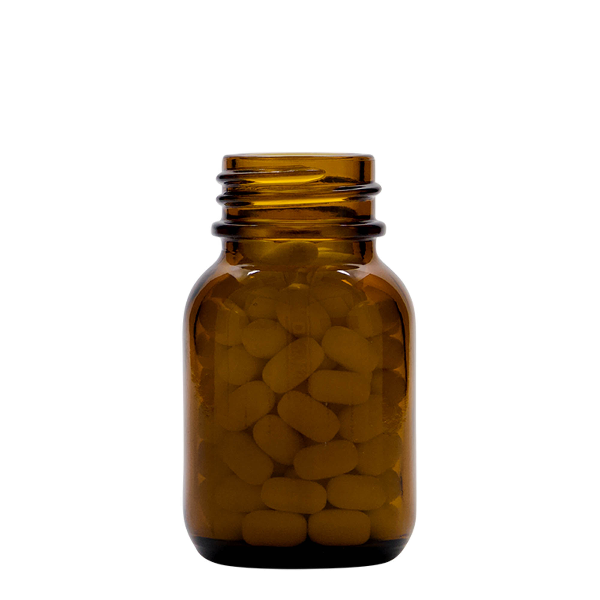 50 ml bredhalsglass, brunt, åpning: DIN 32