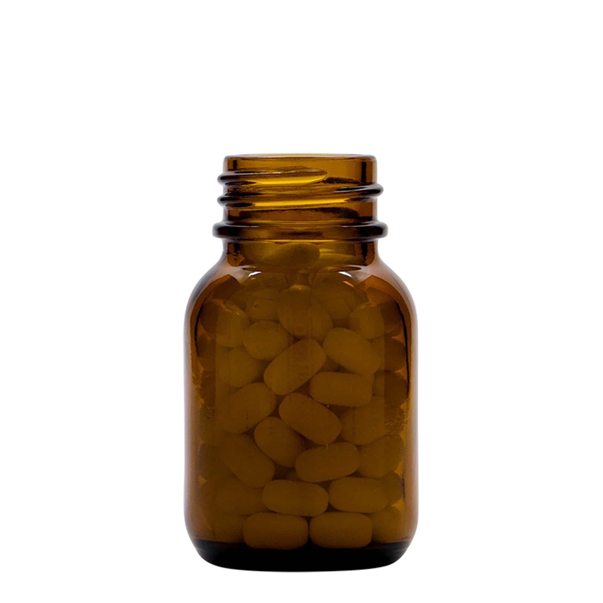 50 ml bredhalsglass, brunt, åpning: DIN 32