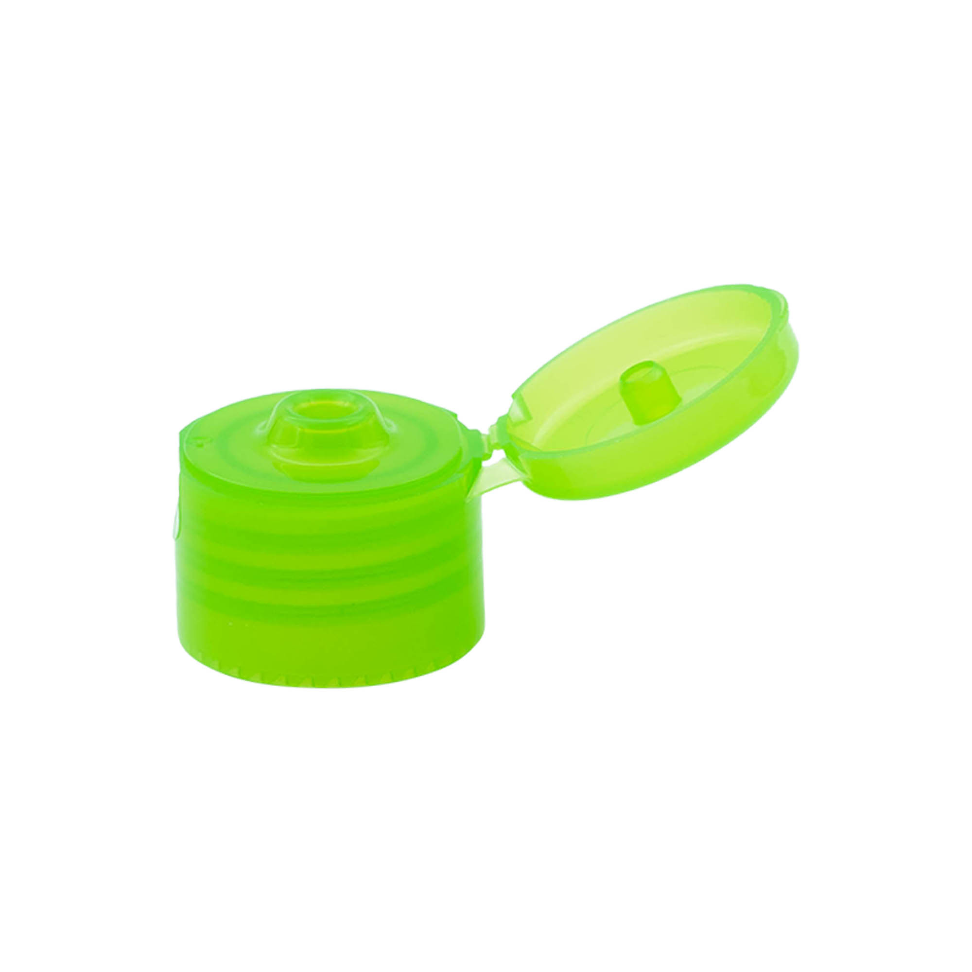 Skrukork med klaffhengsel, PP-plast, grønn, for åpning: 24/410 Skrukork med klaffhengsel, PP-plast, grønn, for åpning: 24/410