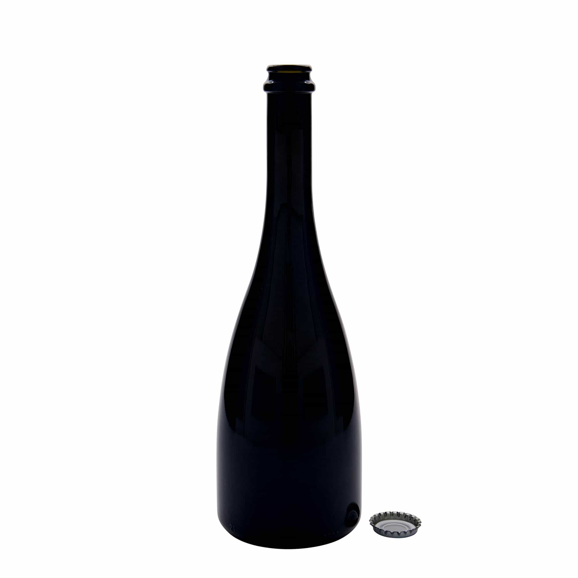 750 ml øl-/champagneflaske "Tosca", glass, antikkgrønn, åpning: Kronlokk
