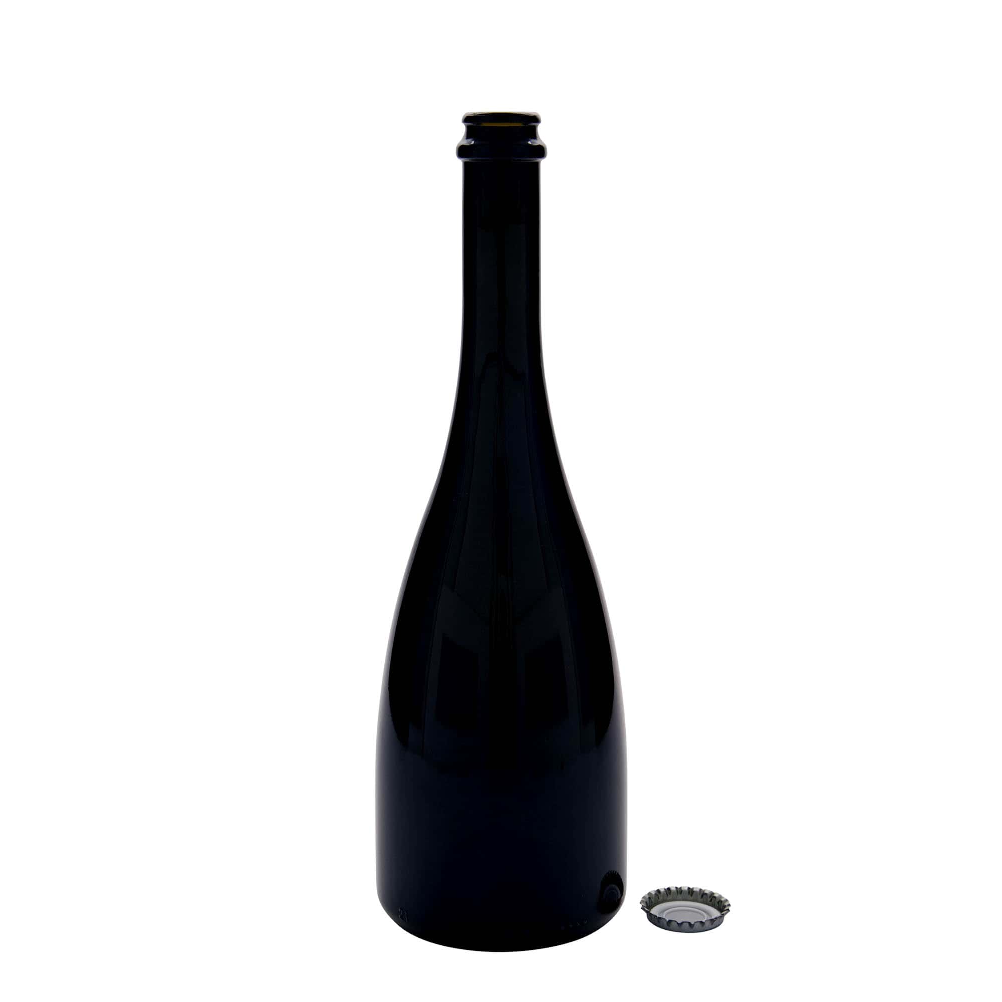 750 ml øl-/musserende vinflaske 'Tosca', glass, antikkgrønn, åpning: skrukork 750 ml øl-/musserende vinflaske 'Tosca', glass, antikkgrønn, åpning: skrukork