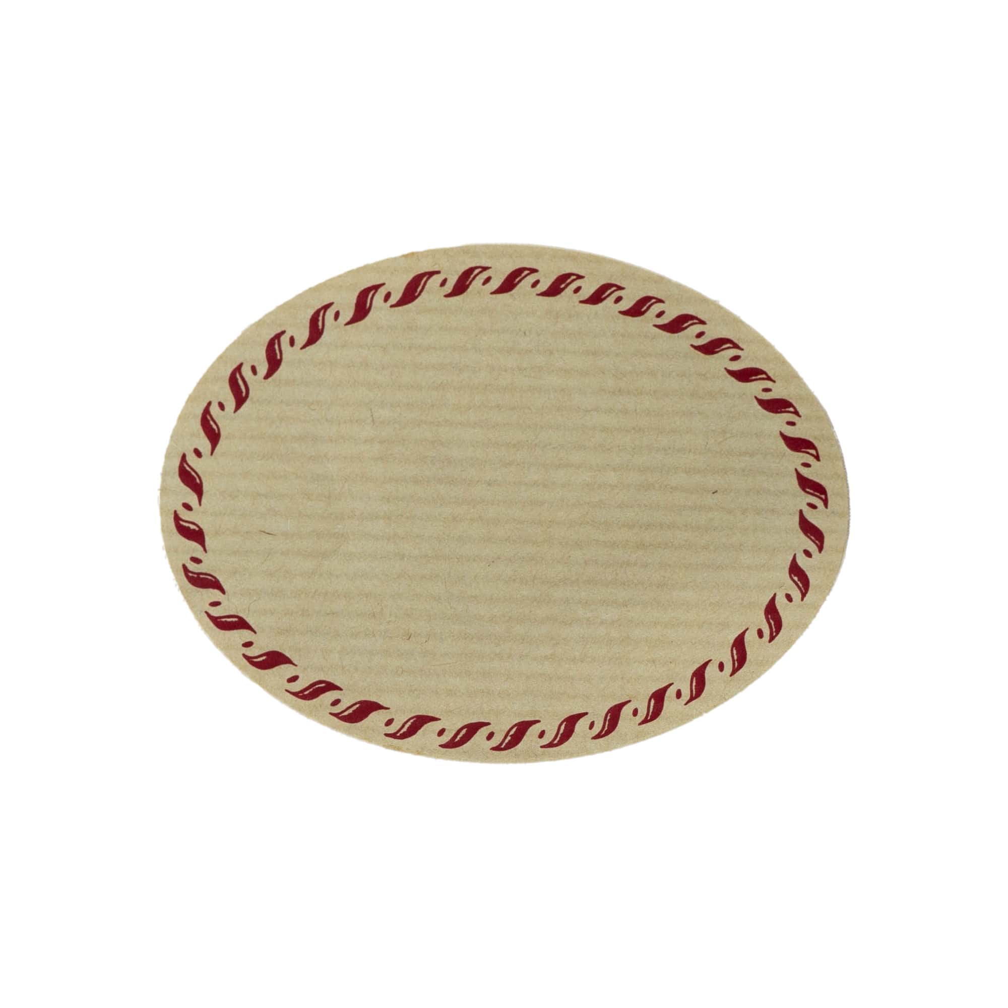 Stor naturetikett "trådkant", oval, papir, rød-brun Stor naturetikett "trådkant", oval, papir, rød-brun