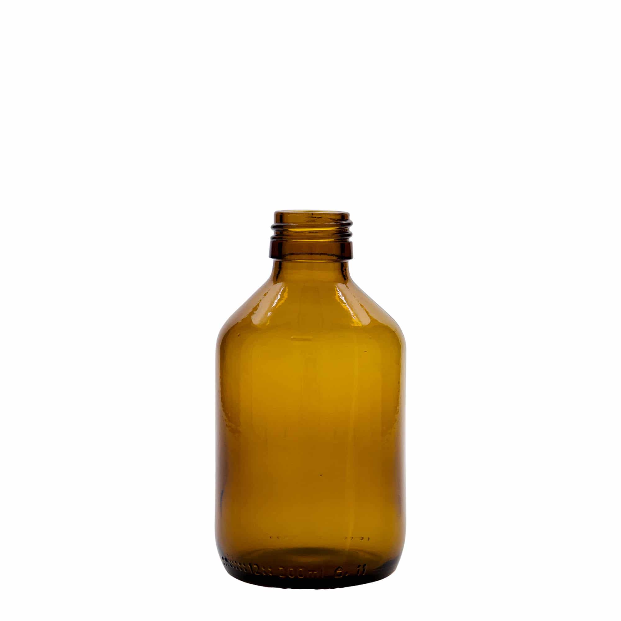 200 ml medisinflaske, brun, glass, åpning: PP 28 200 ml medisinflaske, brun, glass, åpning: PP 28
