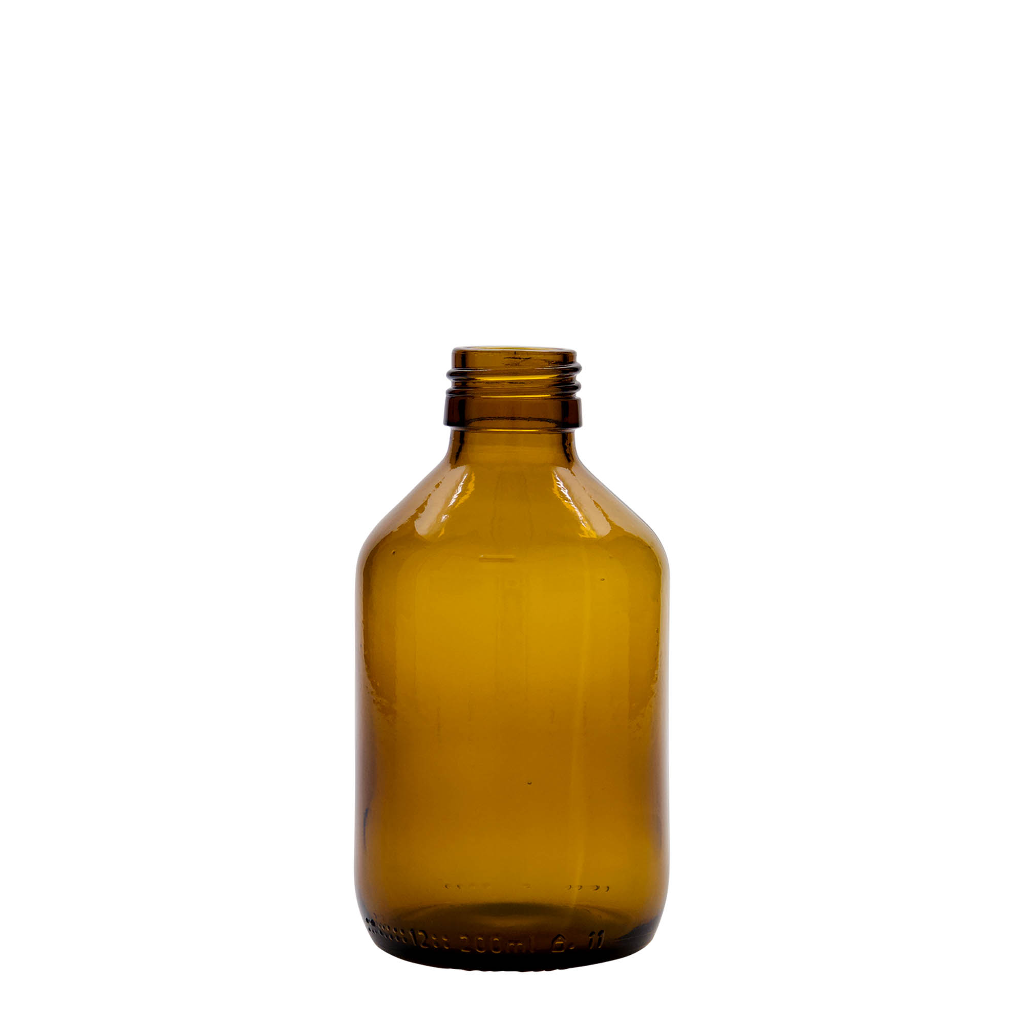200 ml medisinsk flaske, brun, glass, åpning: PP 28 200 ml medisinsk flaske, brun, glass, åpning: PP 28