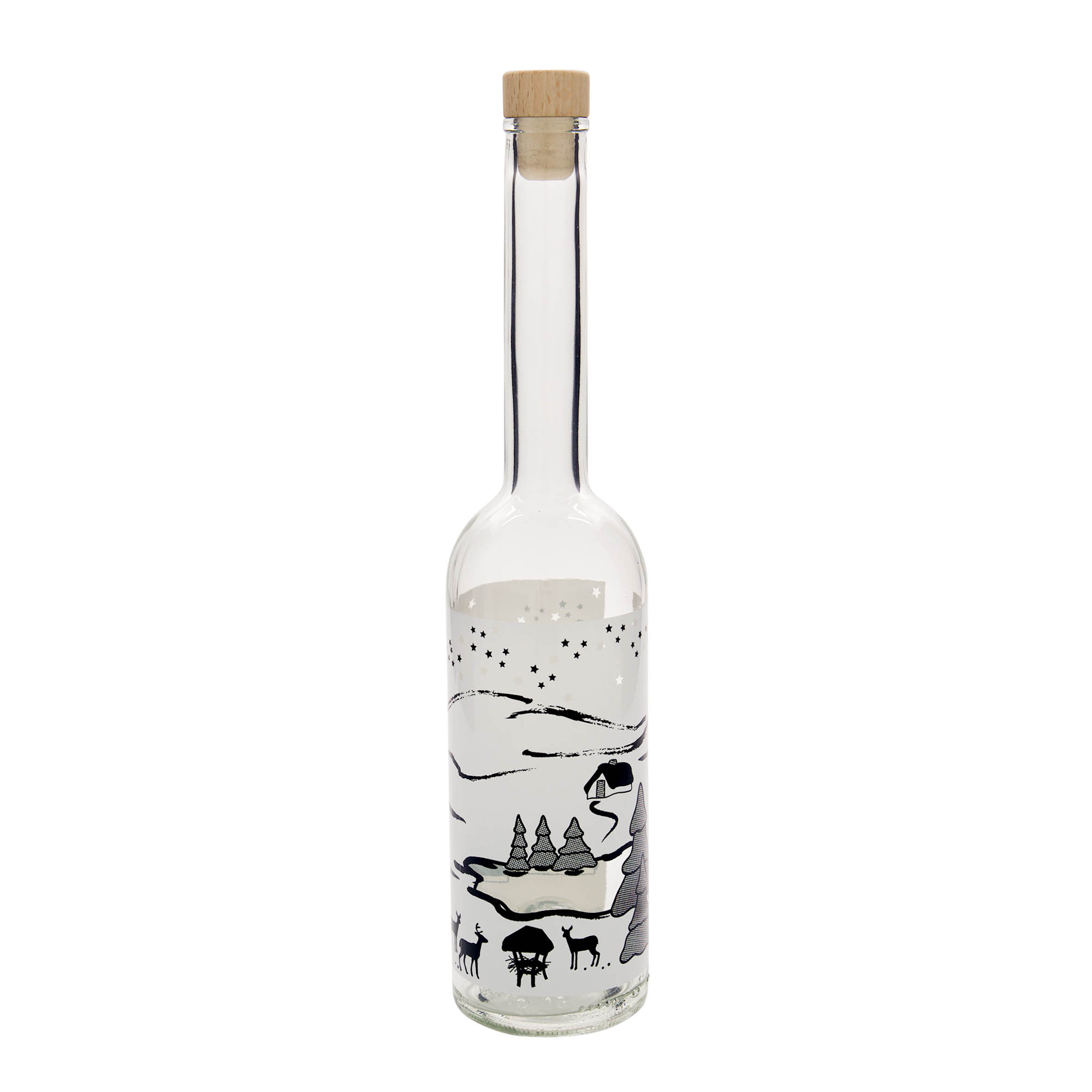 500 ml glassflaske 'Opera', motiv: Wintertraum-Bianco, munnstykke: kork