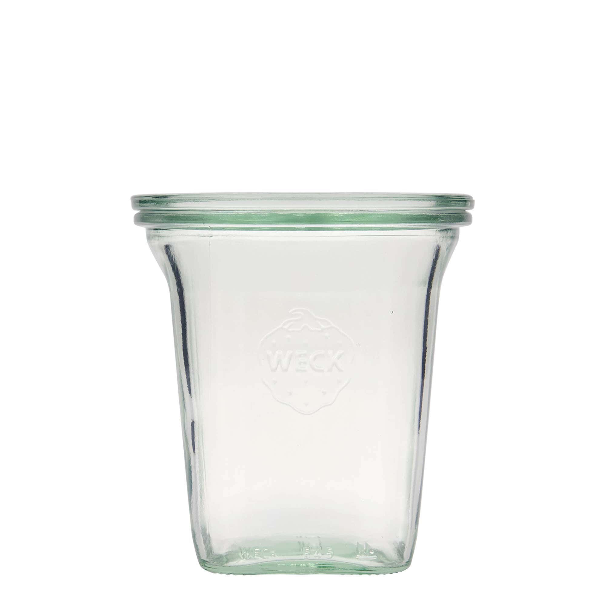545 ml WECK-quadroglass, kvadratisk, åpning: rund kant 545 ml WECK-quadroglass, kvadratisk, åpning: rund kant