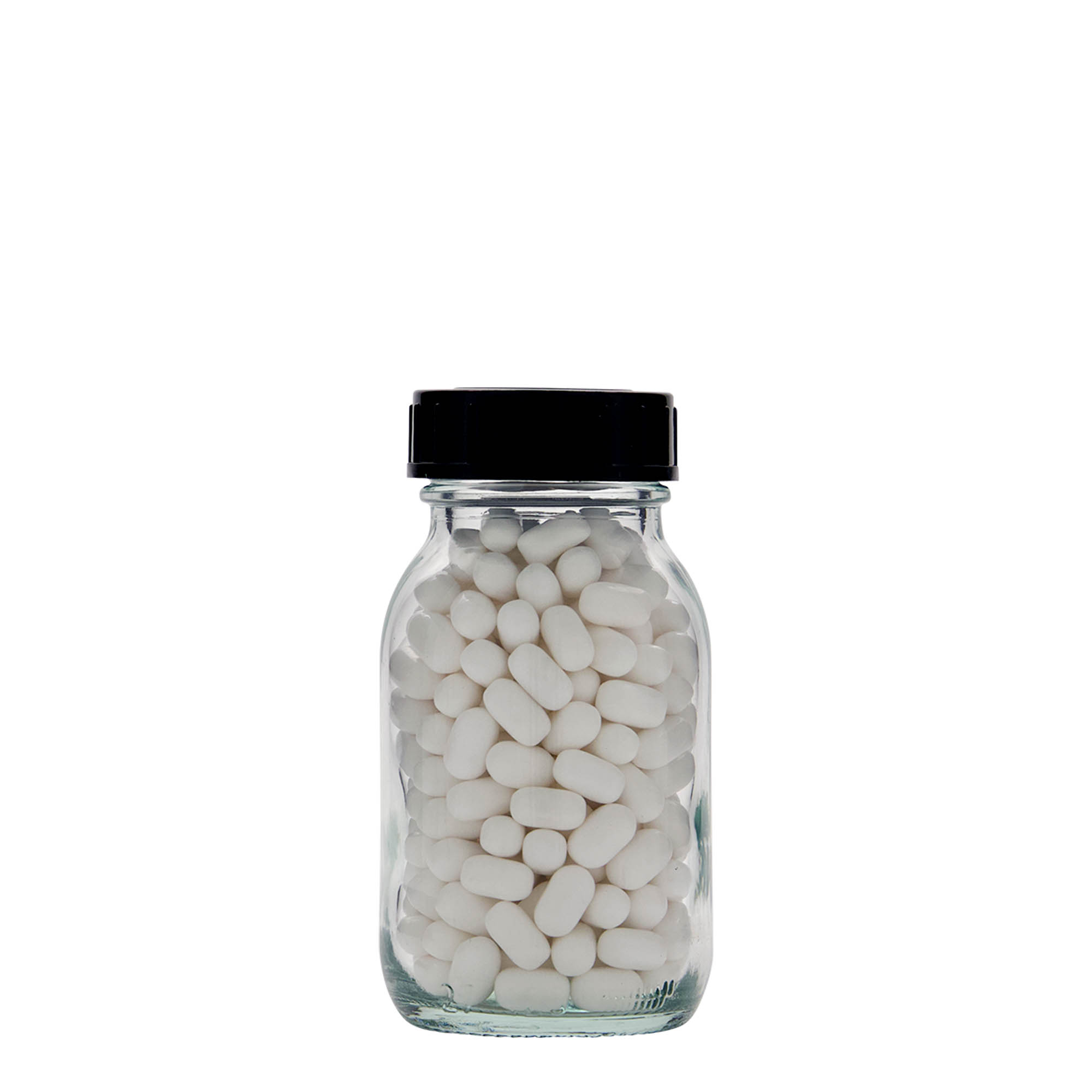 125 ml vid hals glass, åpning: DIN 40 125 ml vid hals glass, åpning: DIN 40