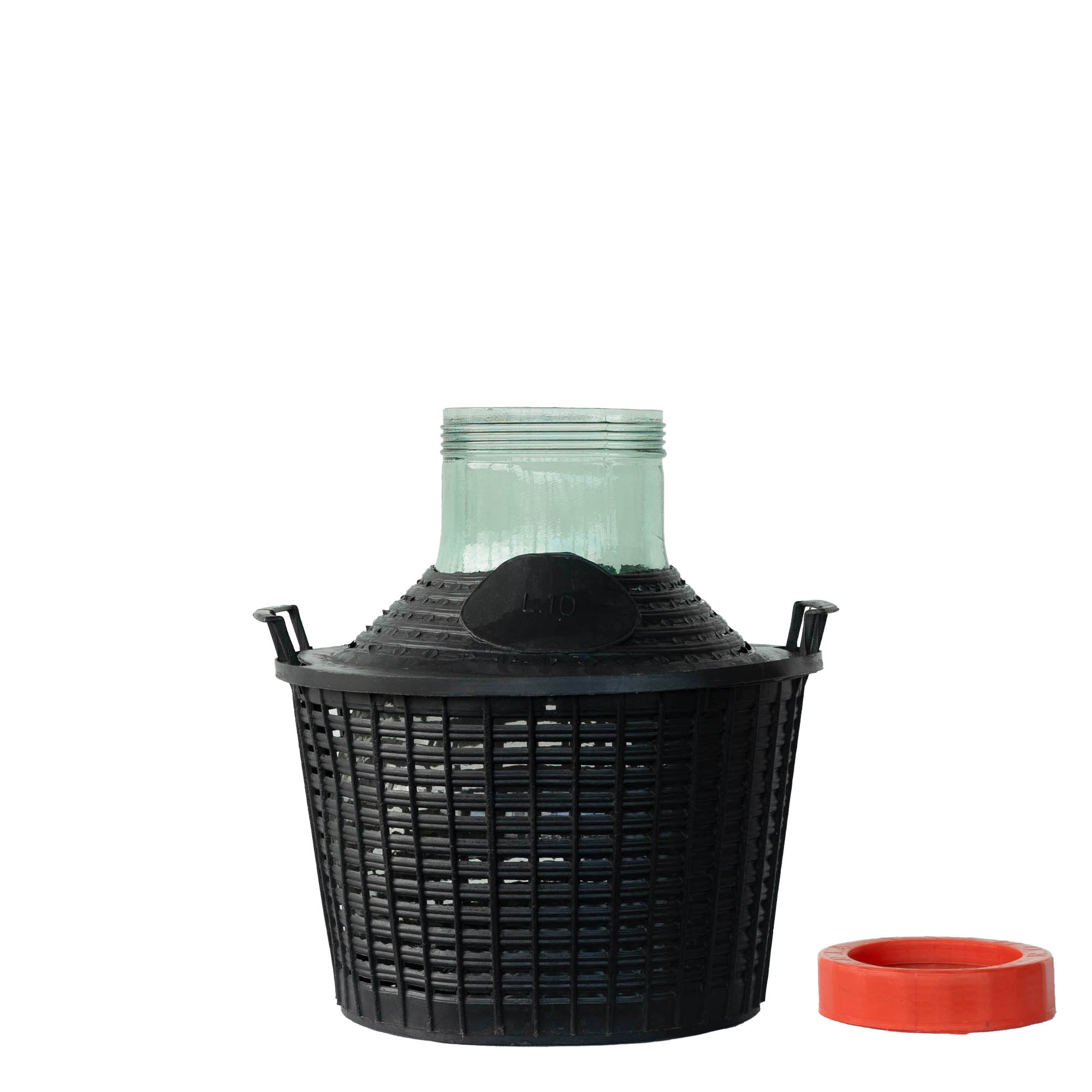 10 l ballongflaske med vid åpning, glass, munnstykke: skrukork 10 l ballongflaske med vid åpning, glass, munnstykke: skrukork