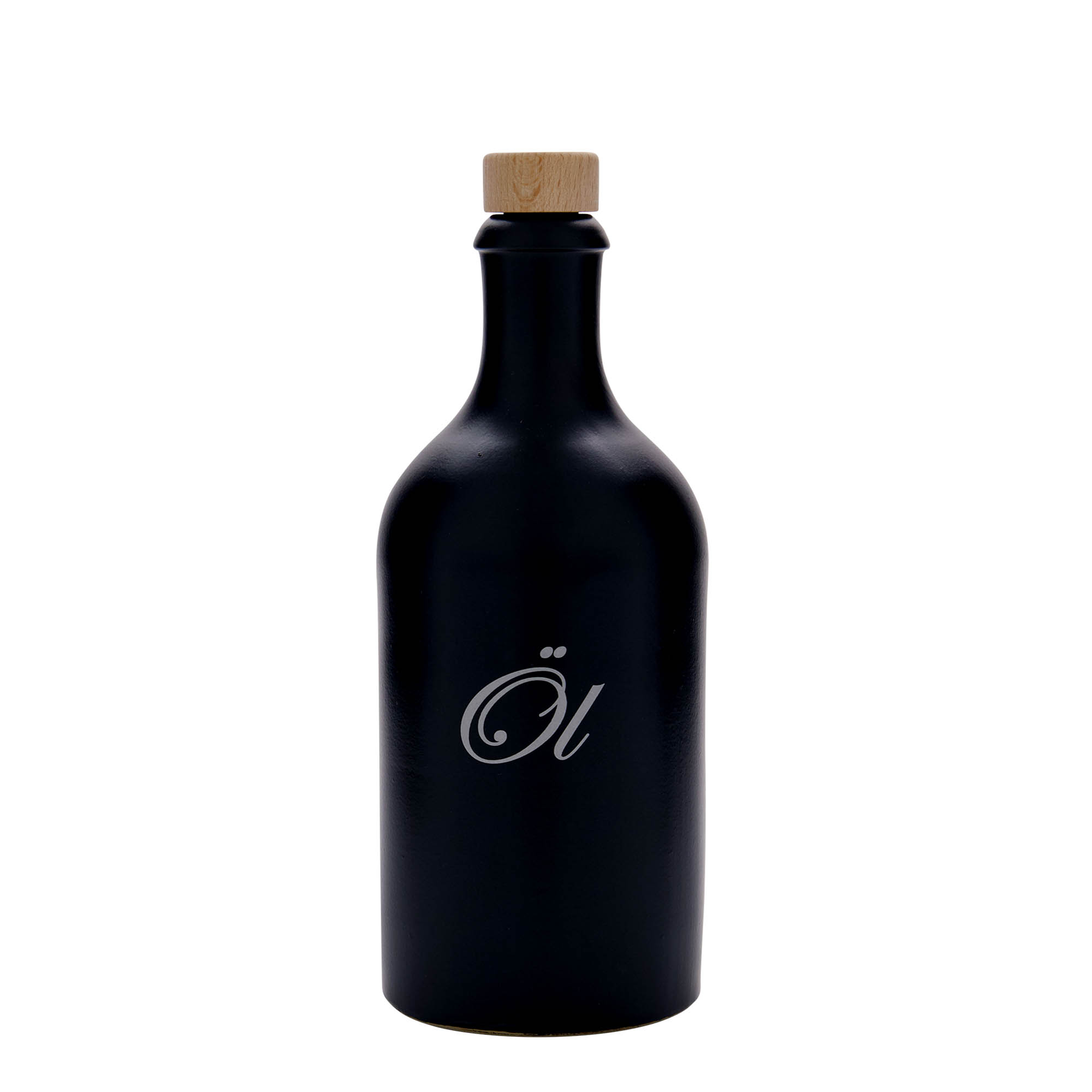 500 ml tonkrukke, motiv: øl, steingods, svart, åpning: kork