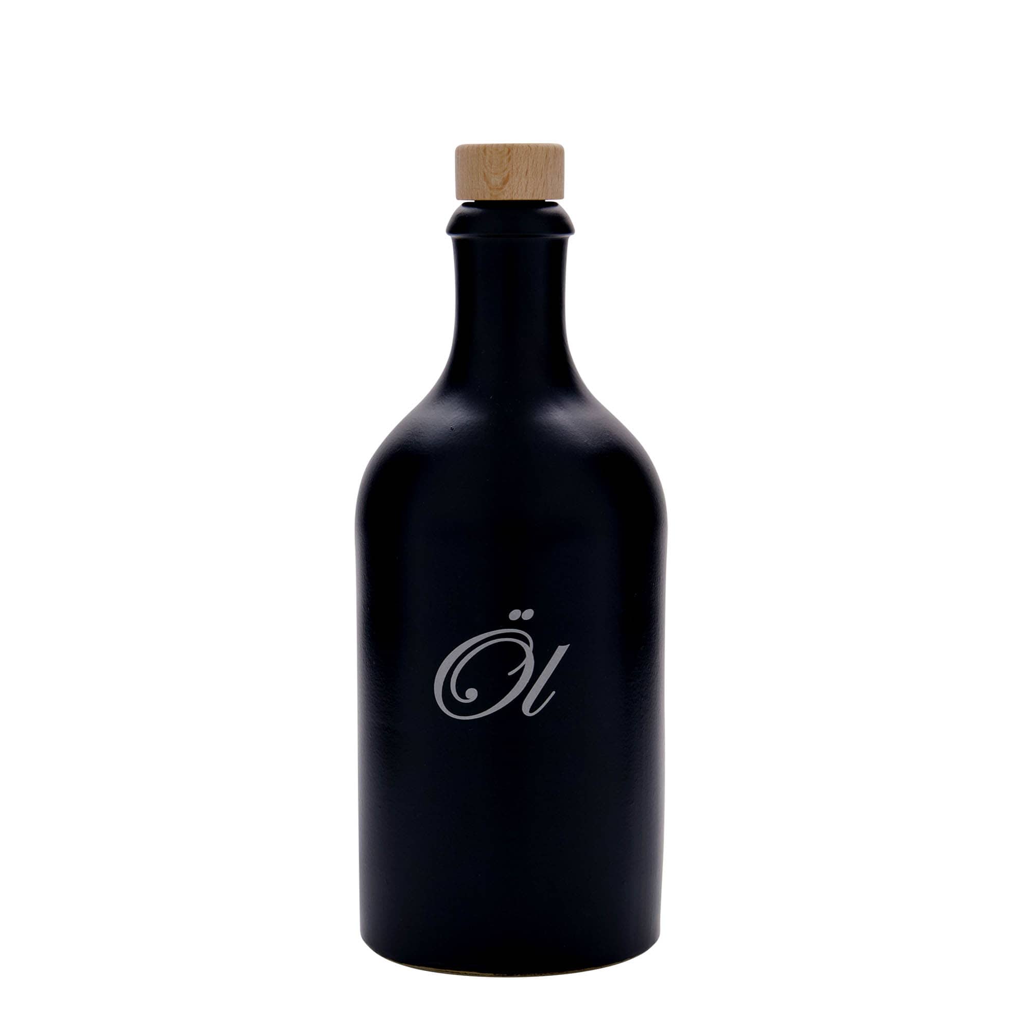 500 ml tonkrukke, motiv: øl, steingods, svart, åpning: kork