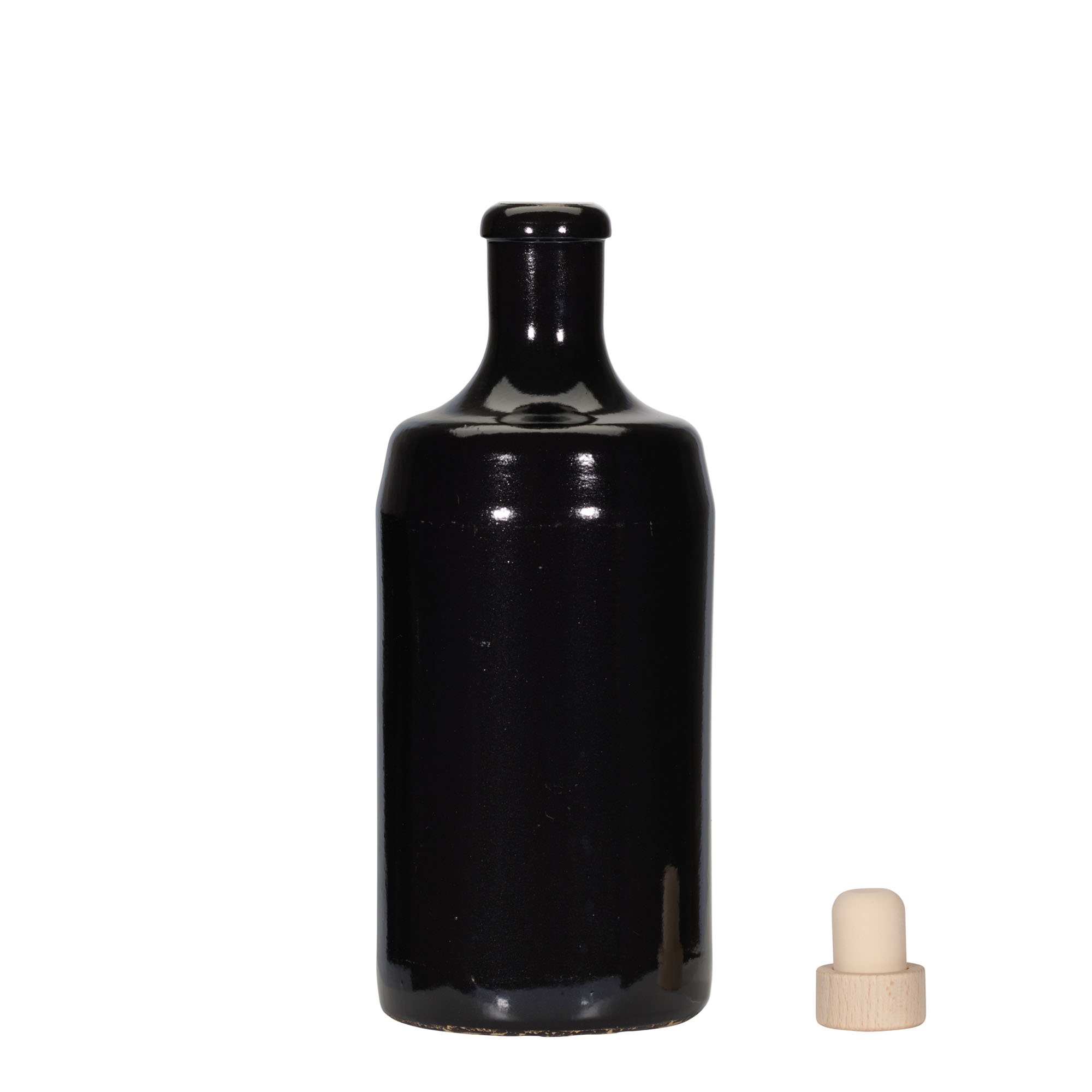 700 ml krukke 'Calvados, steingods, svart, åpning: kork