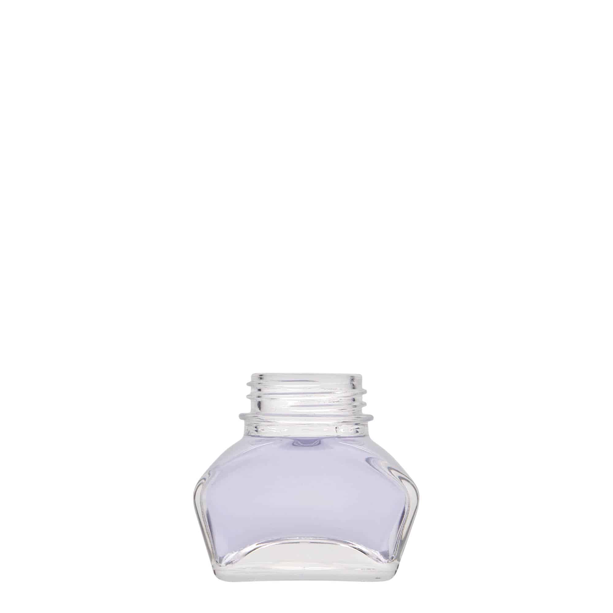 30 ml blekkflaske, rektangulær, åpning: skrukork