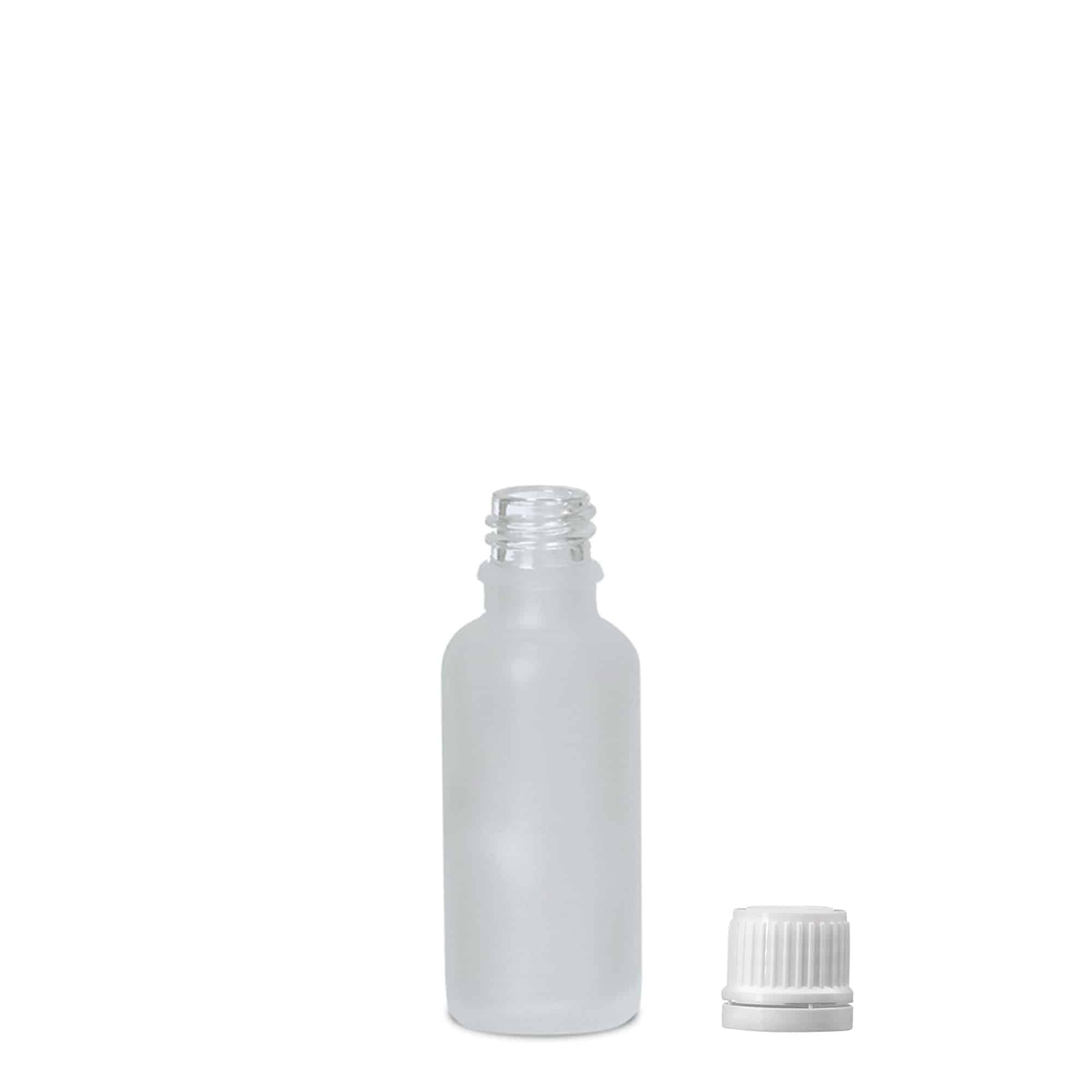 30 ml medisinsk flaske, glass, frostet, åpning: DIN 18