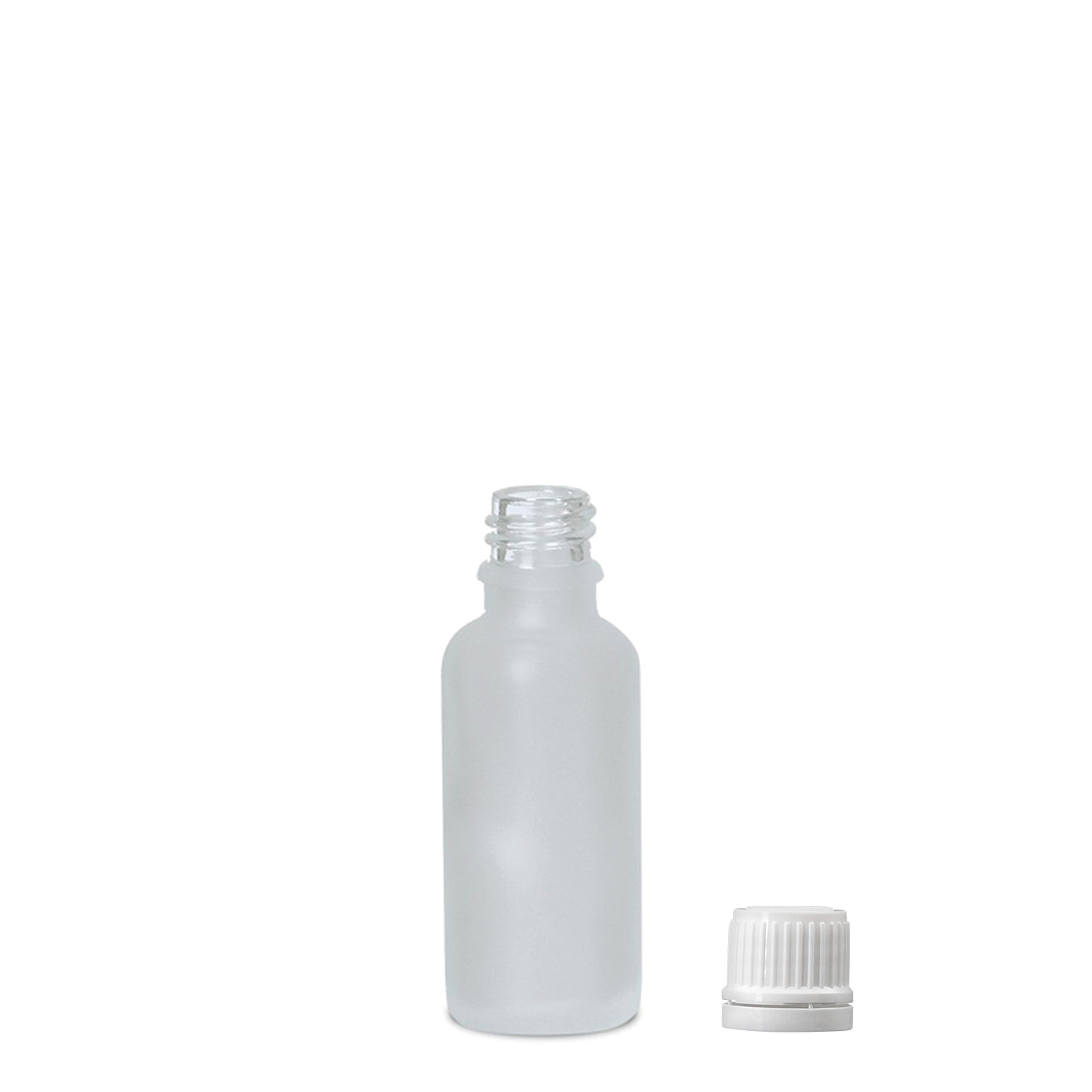 30 ml medisinsk flaske, glass, frostet, åpning: DIN 18