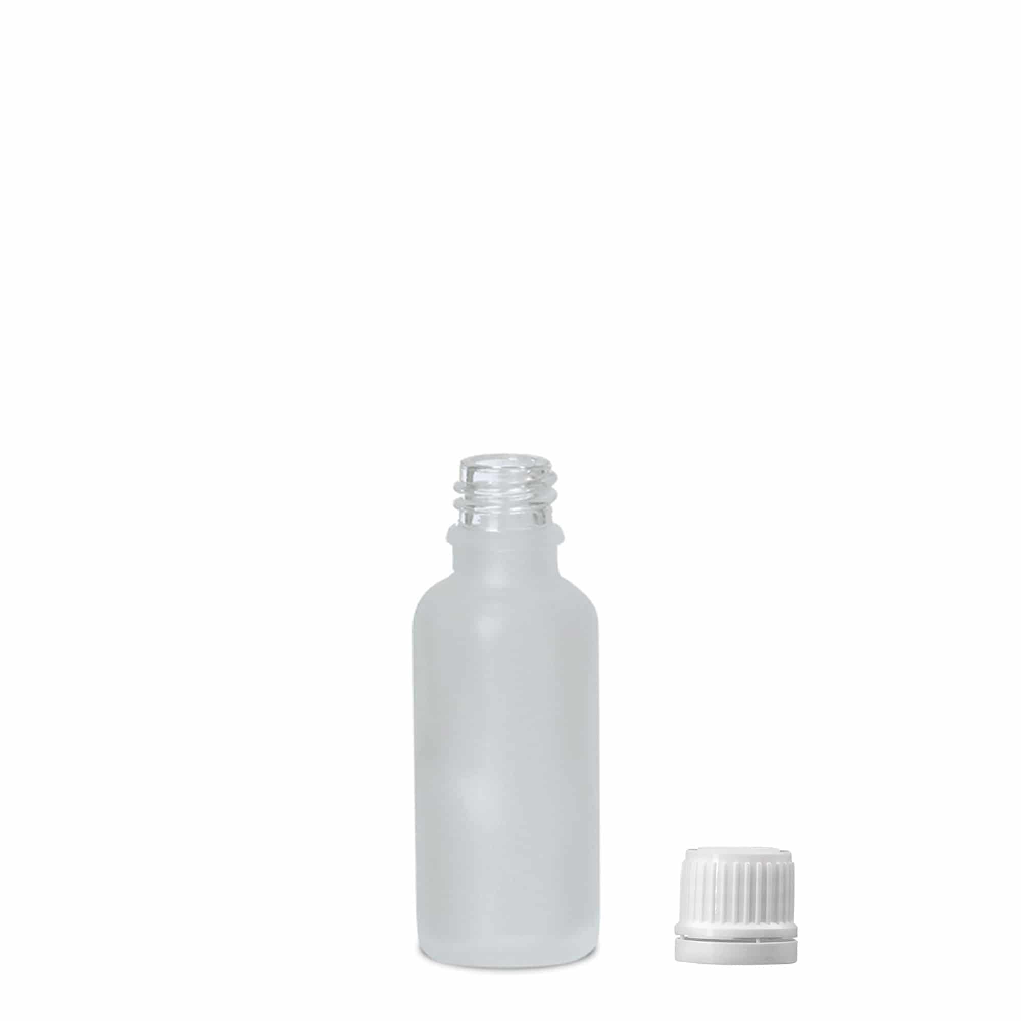 30 ml medisinsk flaske, glass, frostet, åpning: DIN 18 30 ml medisinsk flaske, glass, frostet, åpning: DIN 18