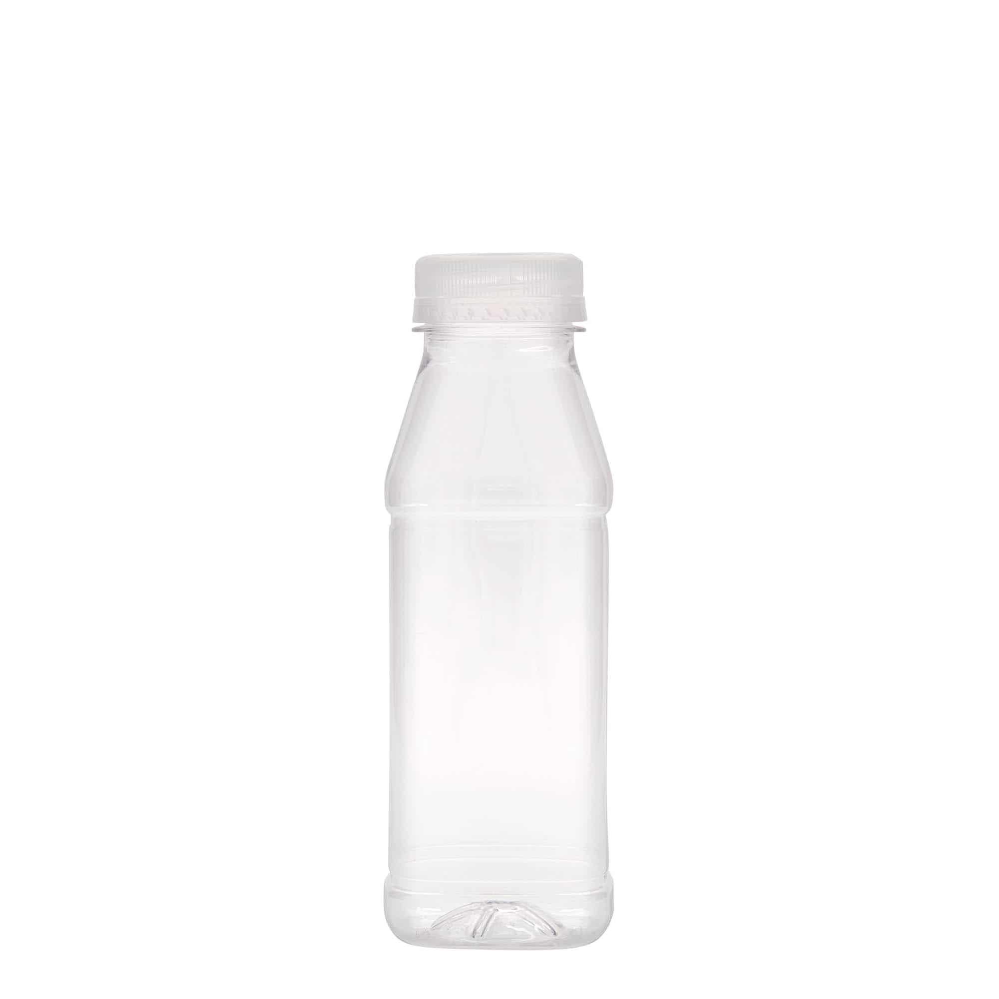 330 ml PET-flaske "Milk and Juice Carré", kvadratisk, plast, åpning: 38 mm