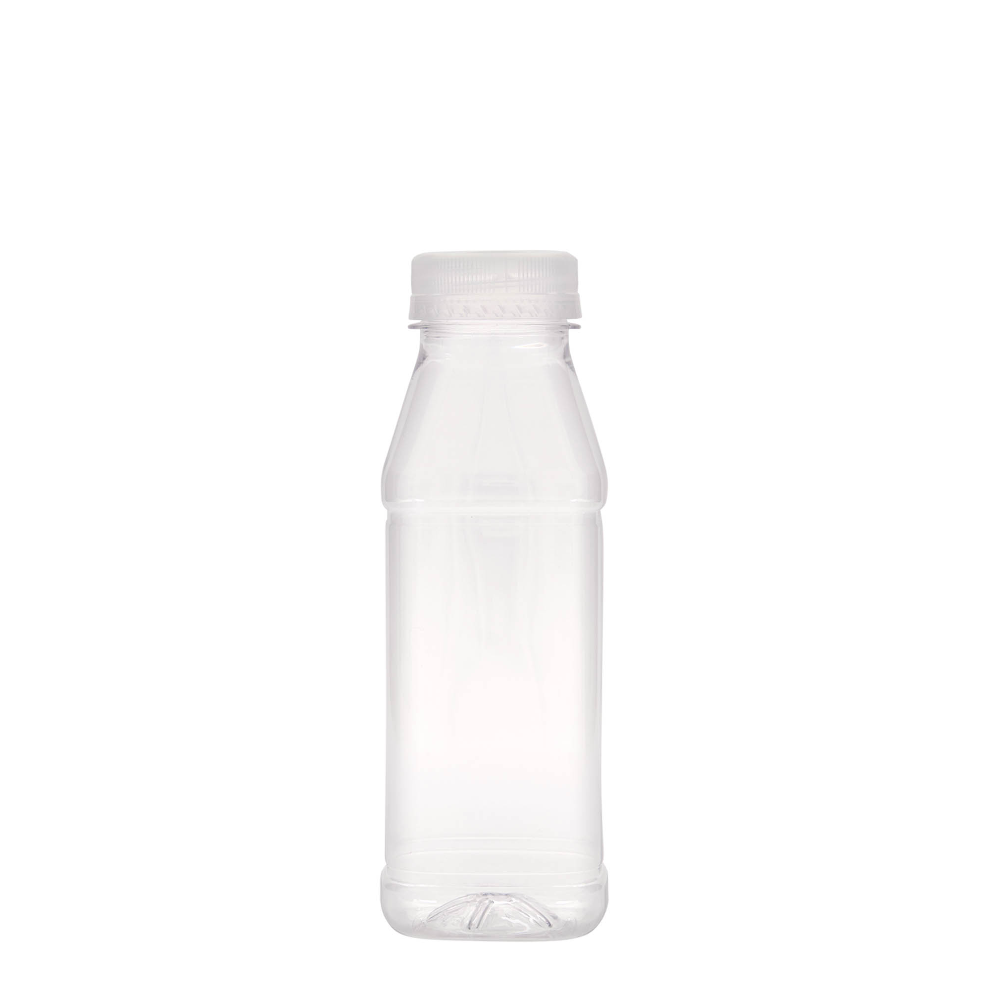 330 ml PET-flaske 'Milk and Juice Carré', firkantet, plast, munningsdiameter: 38 mm 330 ml PET-flaske 'Milk and Juice Carré', firkantet, plast, munningsdiameter: 38 mm