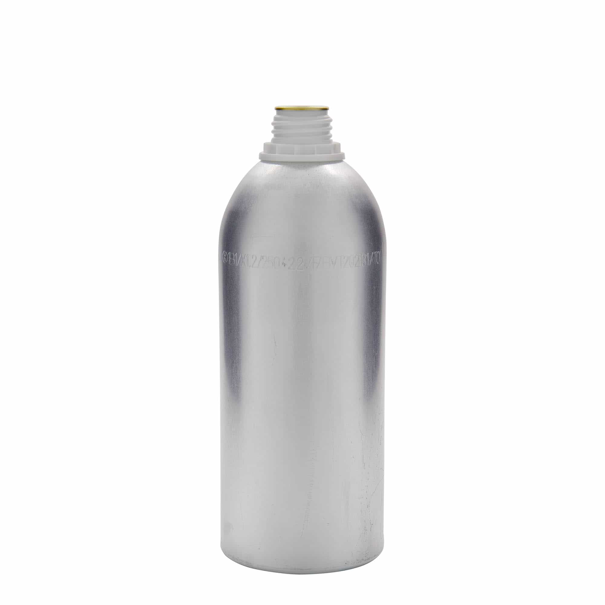 1100 ml aluminiumsflaske, metall, sølv, åpning: DIN 32