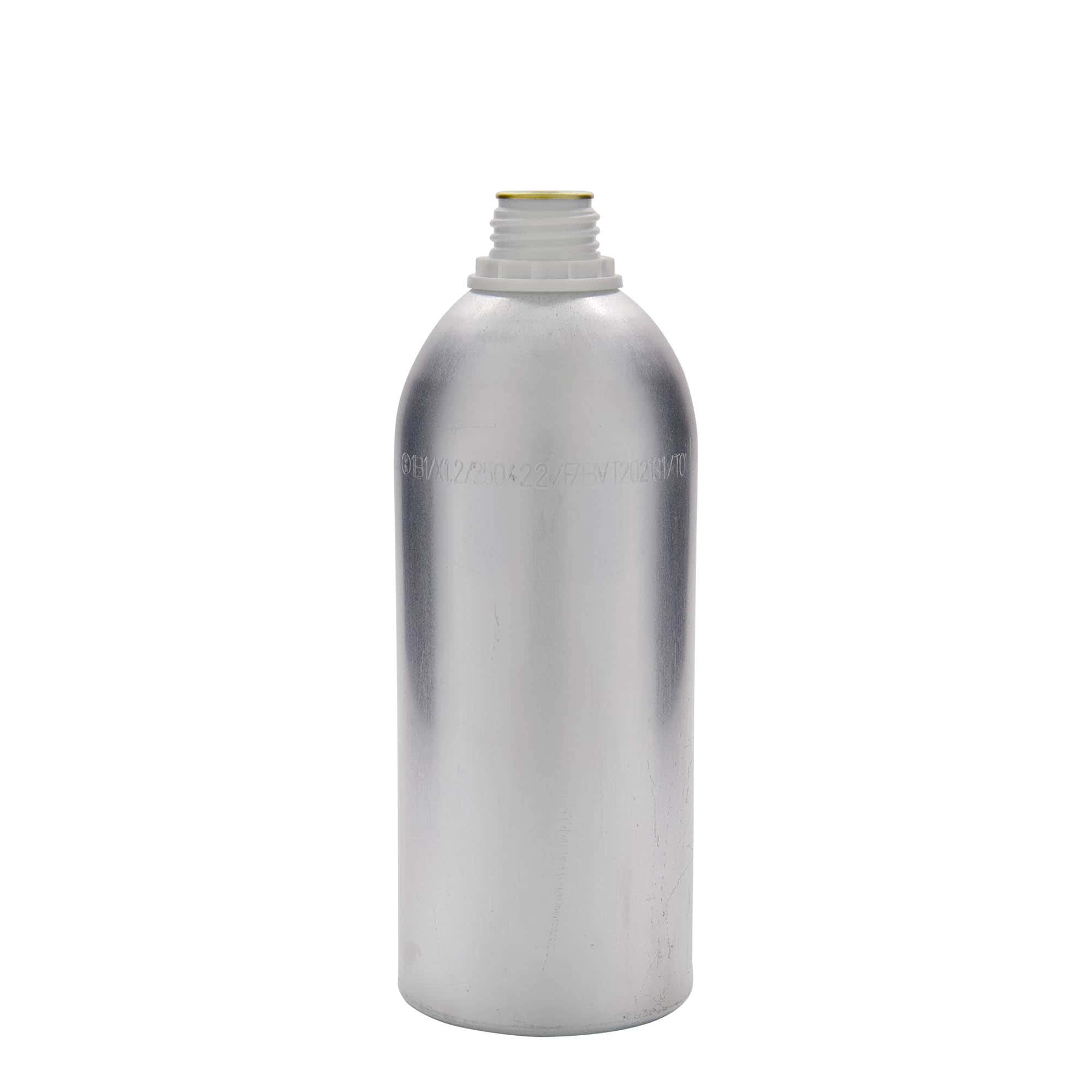 1100 ml aluminiumsflaske, metall, sølv, åpning: DIN 32