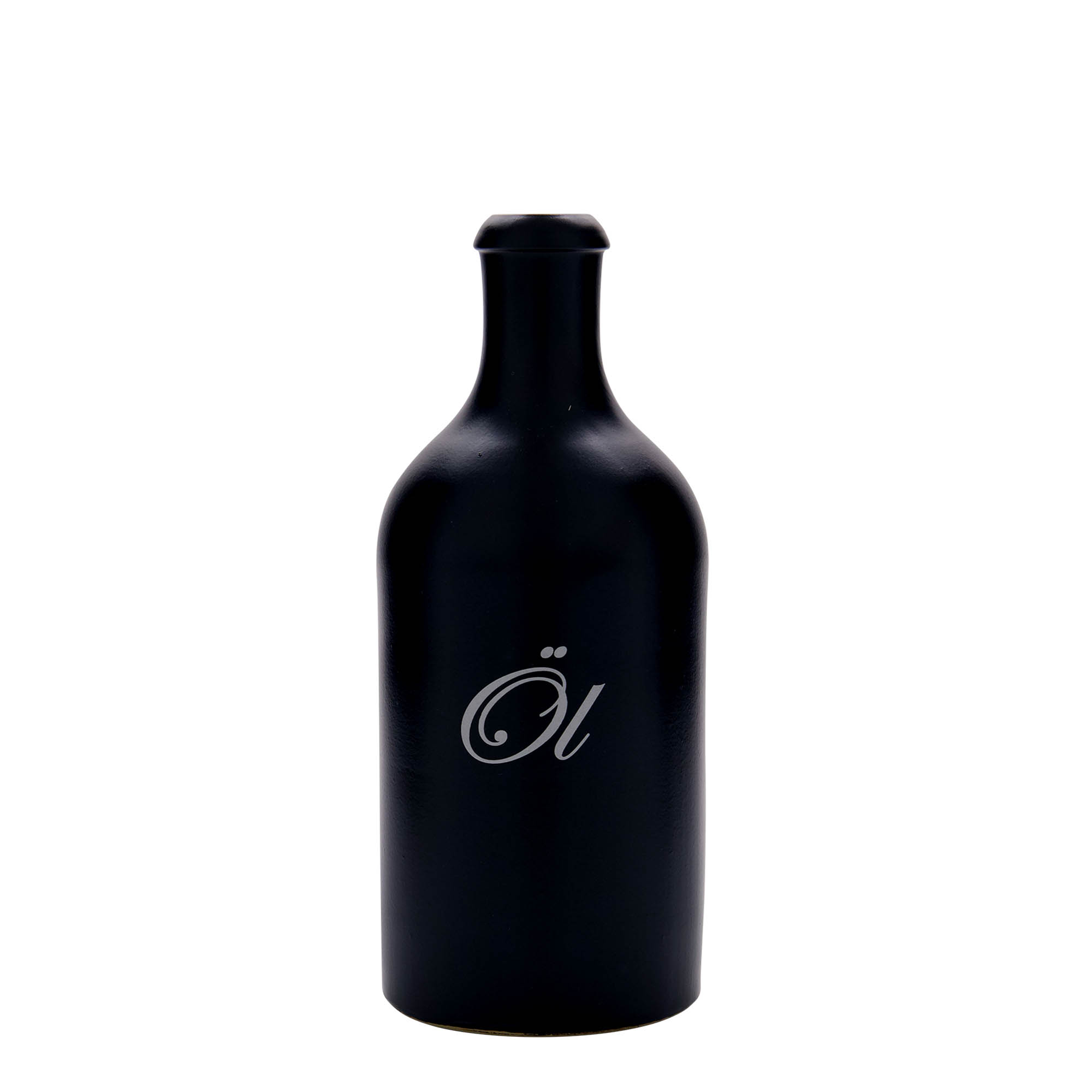 500 ml tonkrukke, motiv: øl, steingods, svart, åpning: kork