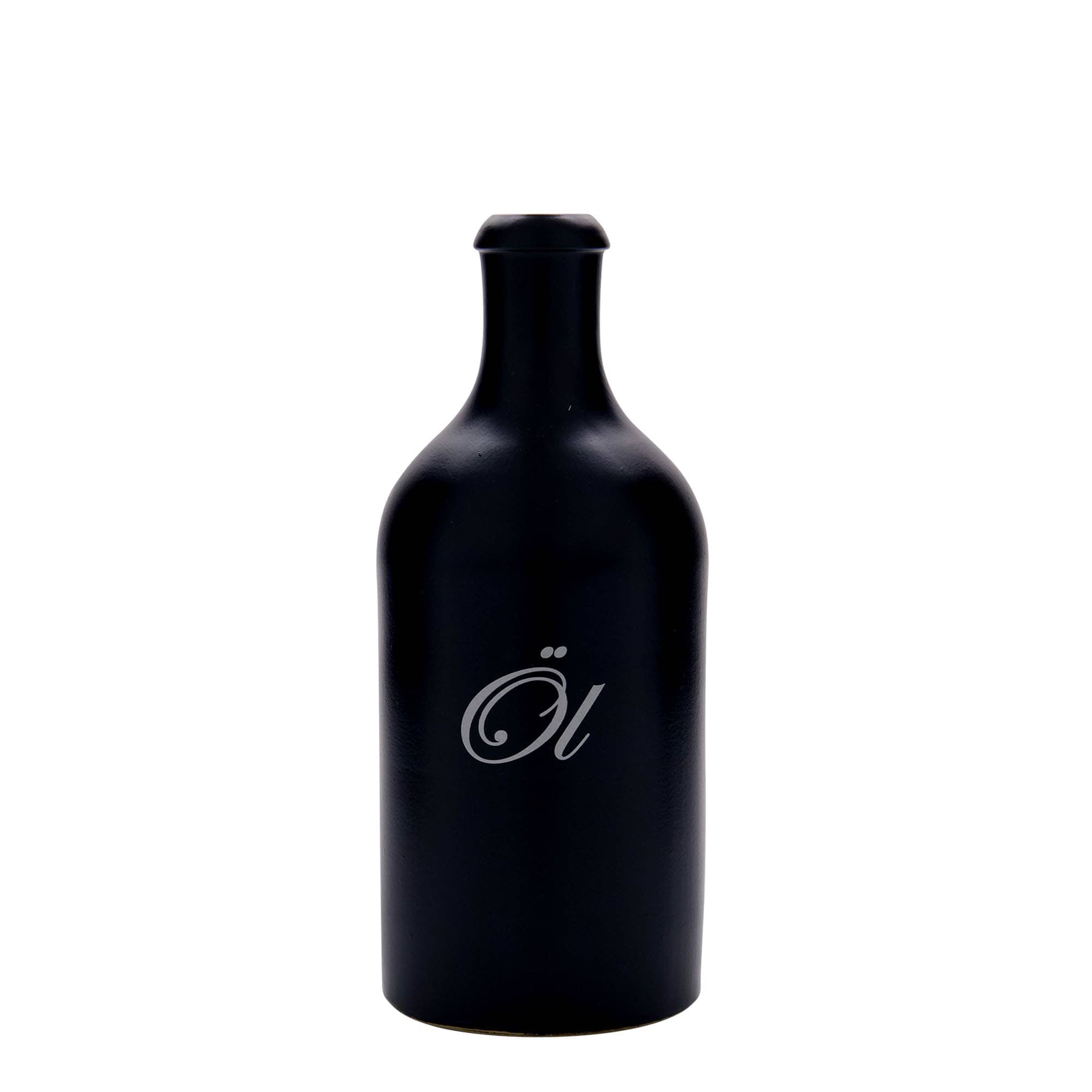 500 ml tonkrukke, motiv: øl, steingods, svart, åpning: kork