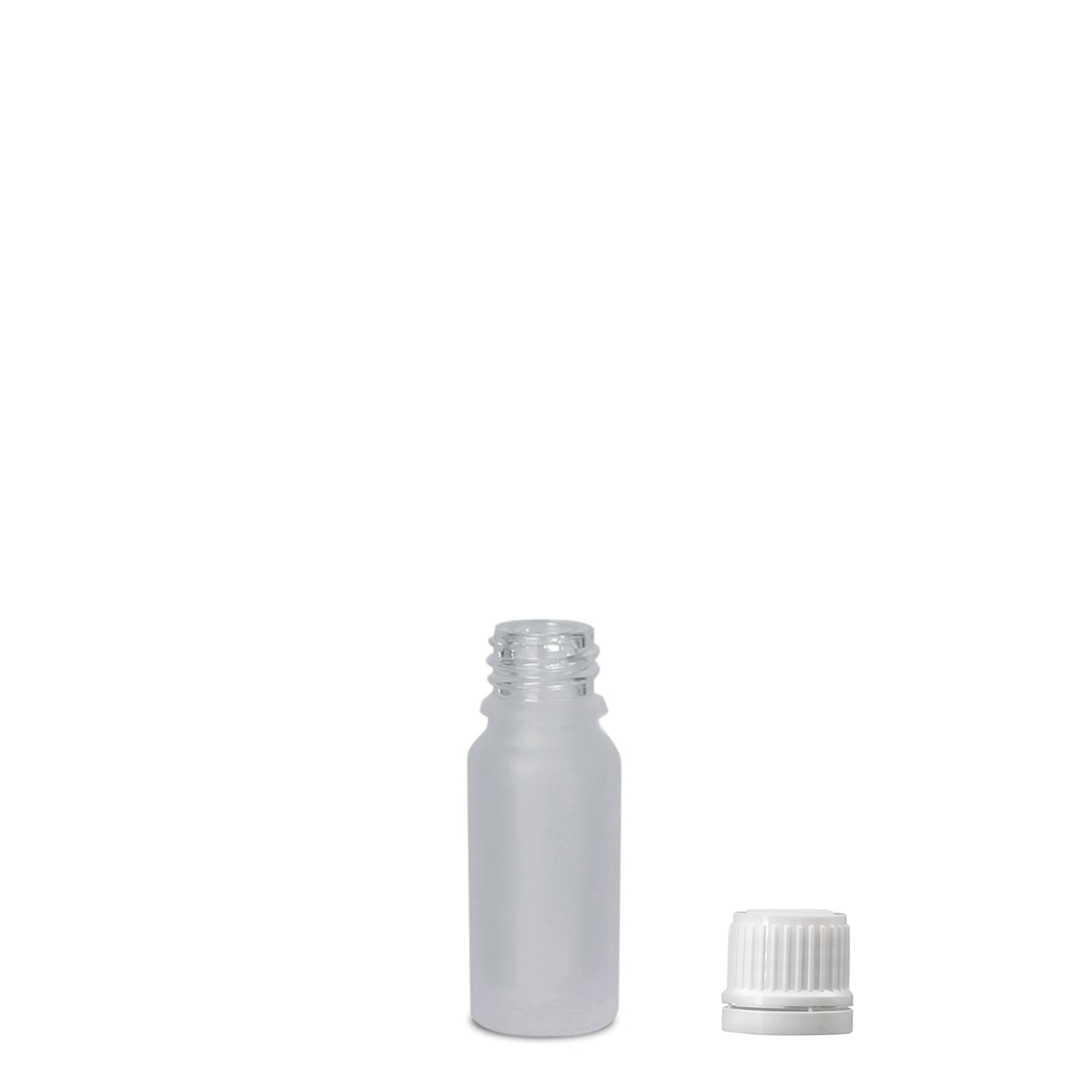 10 ml medisinsk flaske, glass, frostet, åpning: DIN 18