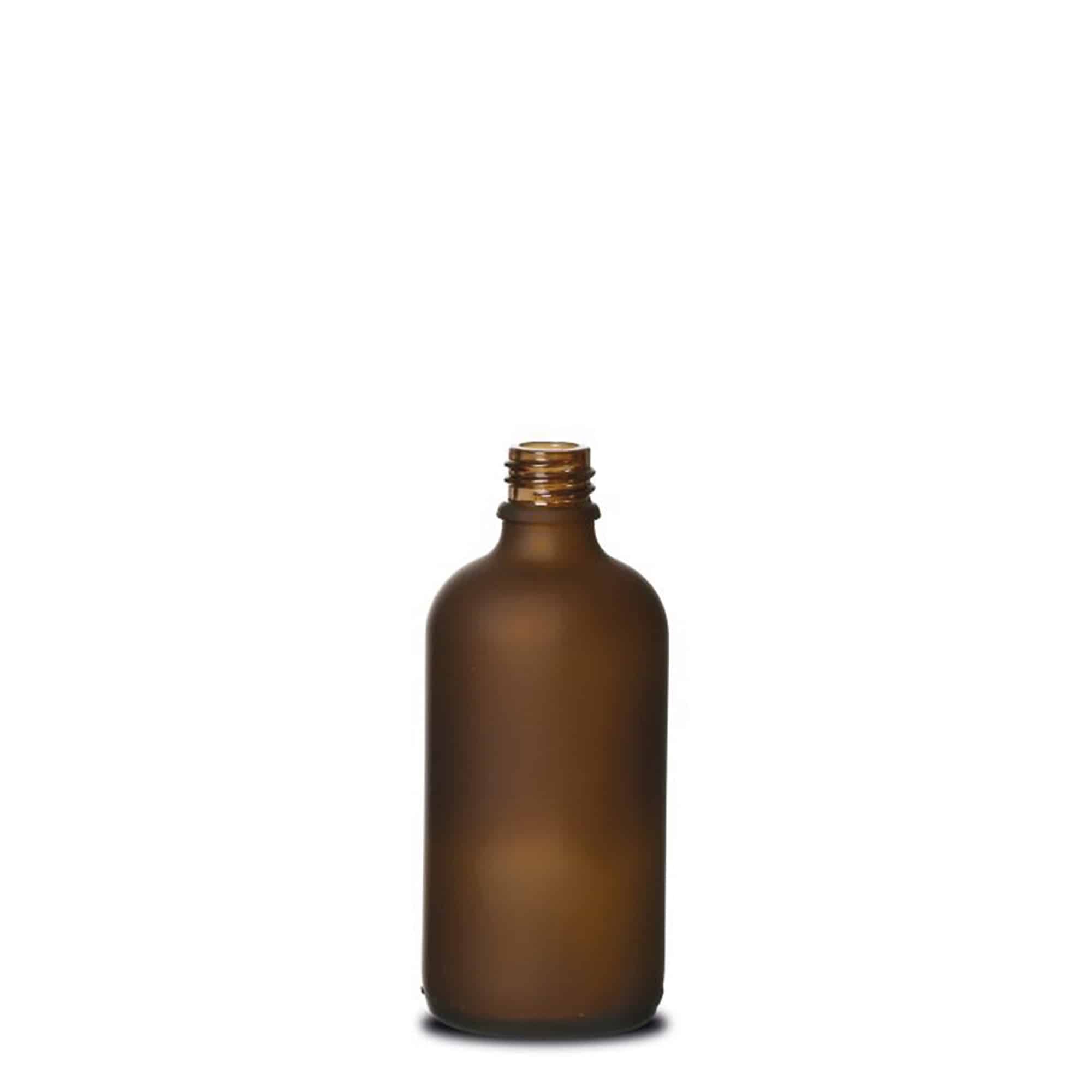 100 ml medisinsk flaske, glass, brunt frostet, åpning: DIN 18