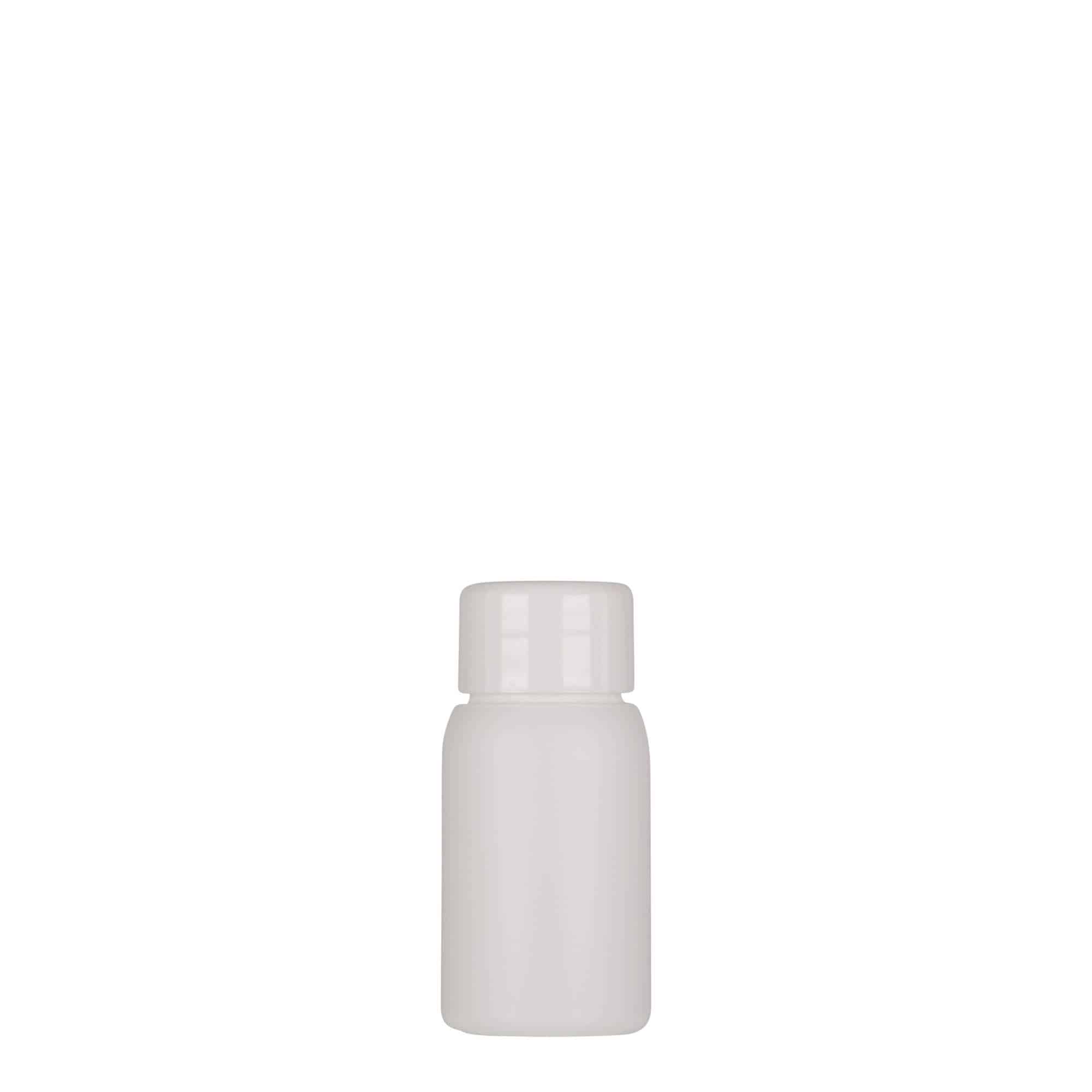 30 ml plastflaske "Tuffy", HDPE, hvit, åpning: GPI 24/410