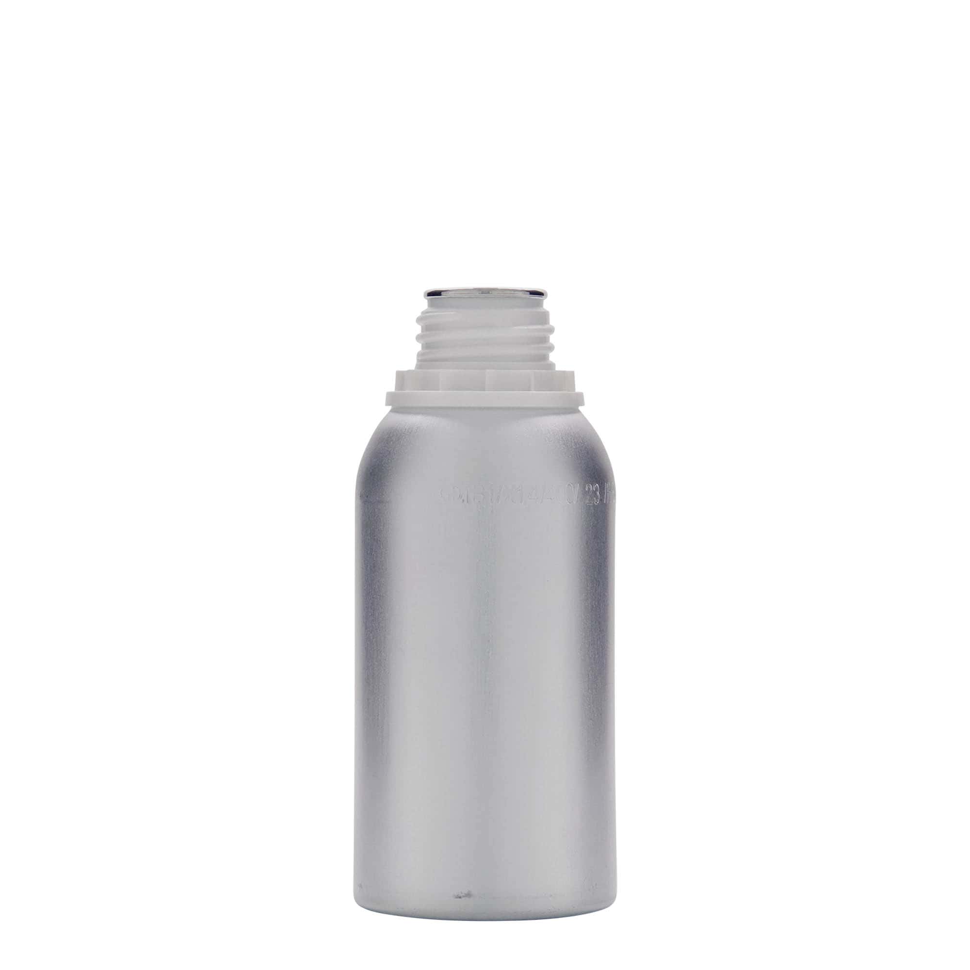 275 ml aluminiumsflaske, metall, sølv, åpning: DIN 32