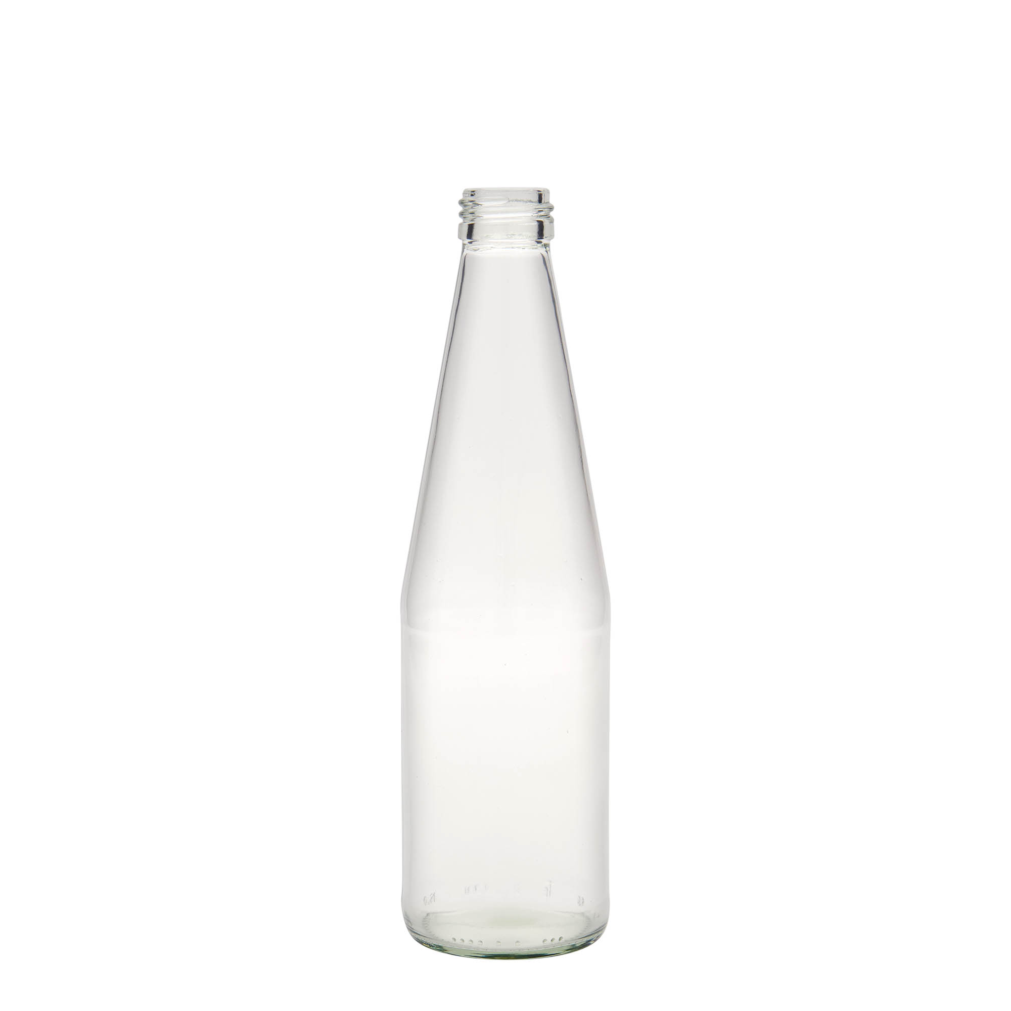330 ml universell flaske gulrotform, glass, munnstykke: PP 28