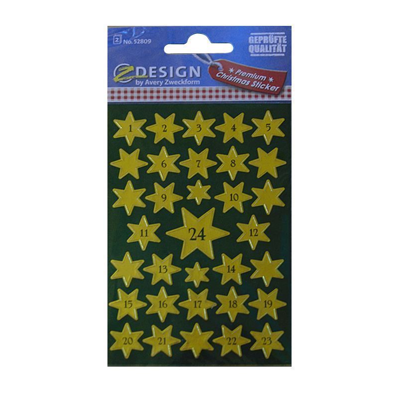 Zweckform klistremerke 'Adventskalender 1-24', papir, gull Zweckform klistremerke 'Adventskalender 1-24', papir, gull