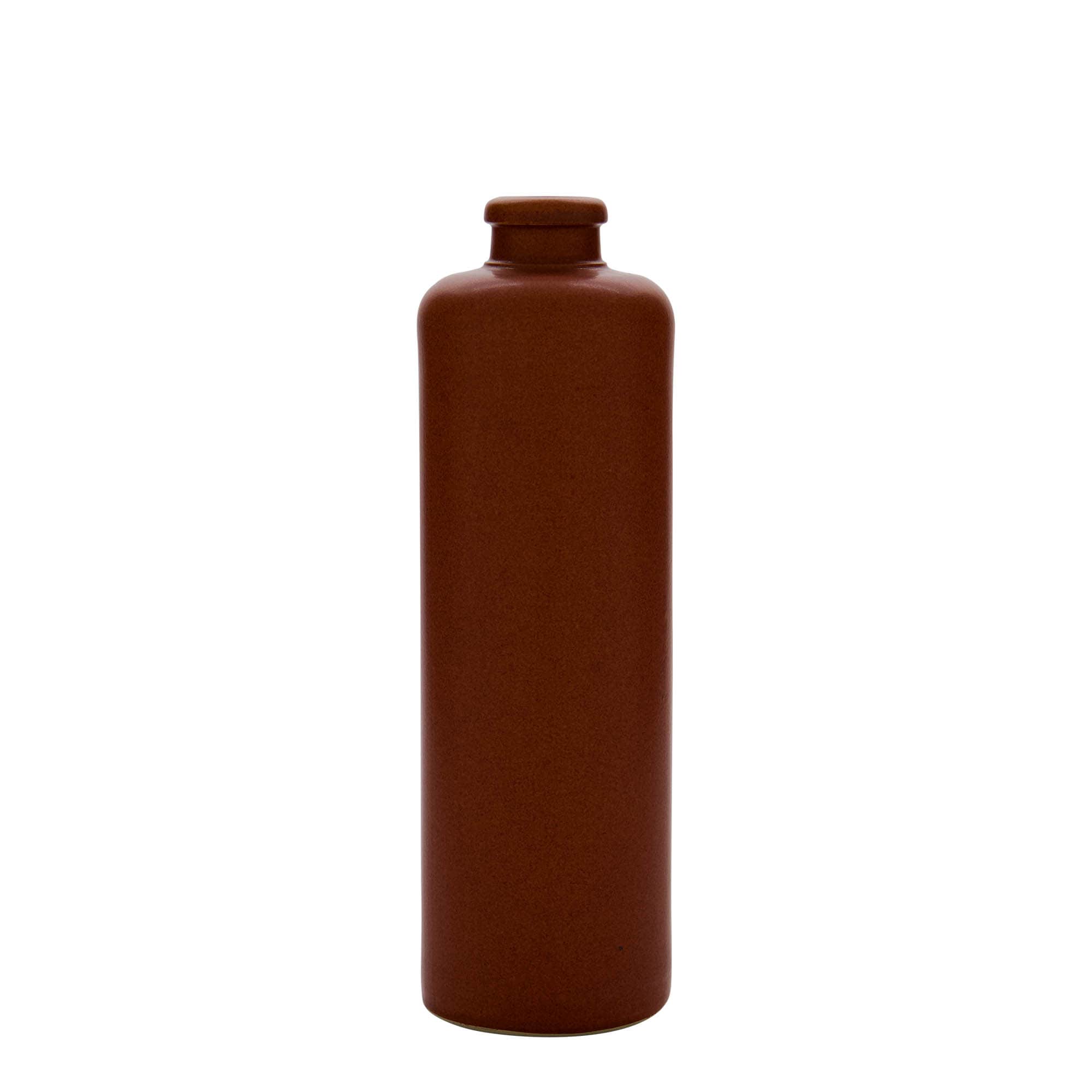 500 ml tonnkru, steingods, rødbrun, munningsåpning: kork