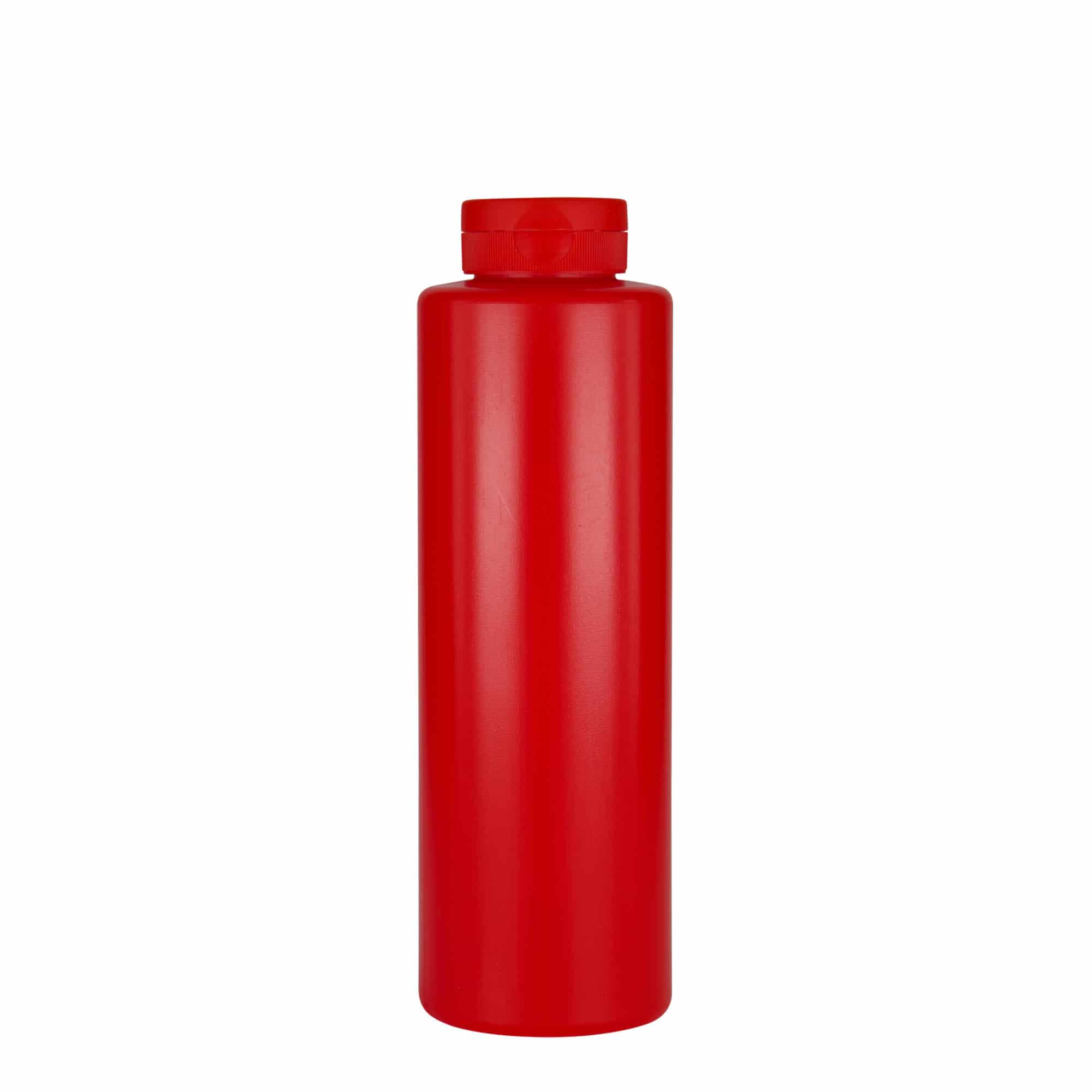 500 ml sausflaske, LDPE-plast, rød, åpning: 38/400
