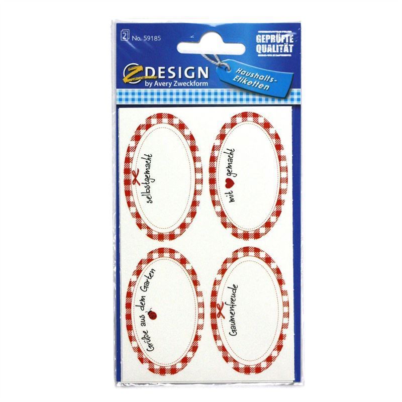 Zweckform etiketter 'Hjemmelaget', oval, papir, flerfarget