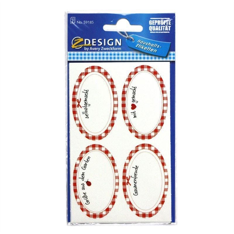 Zweckform etiketter 'Hjemmelaget', oval, papir, flerfarget