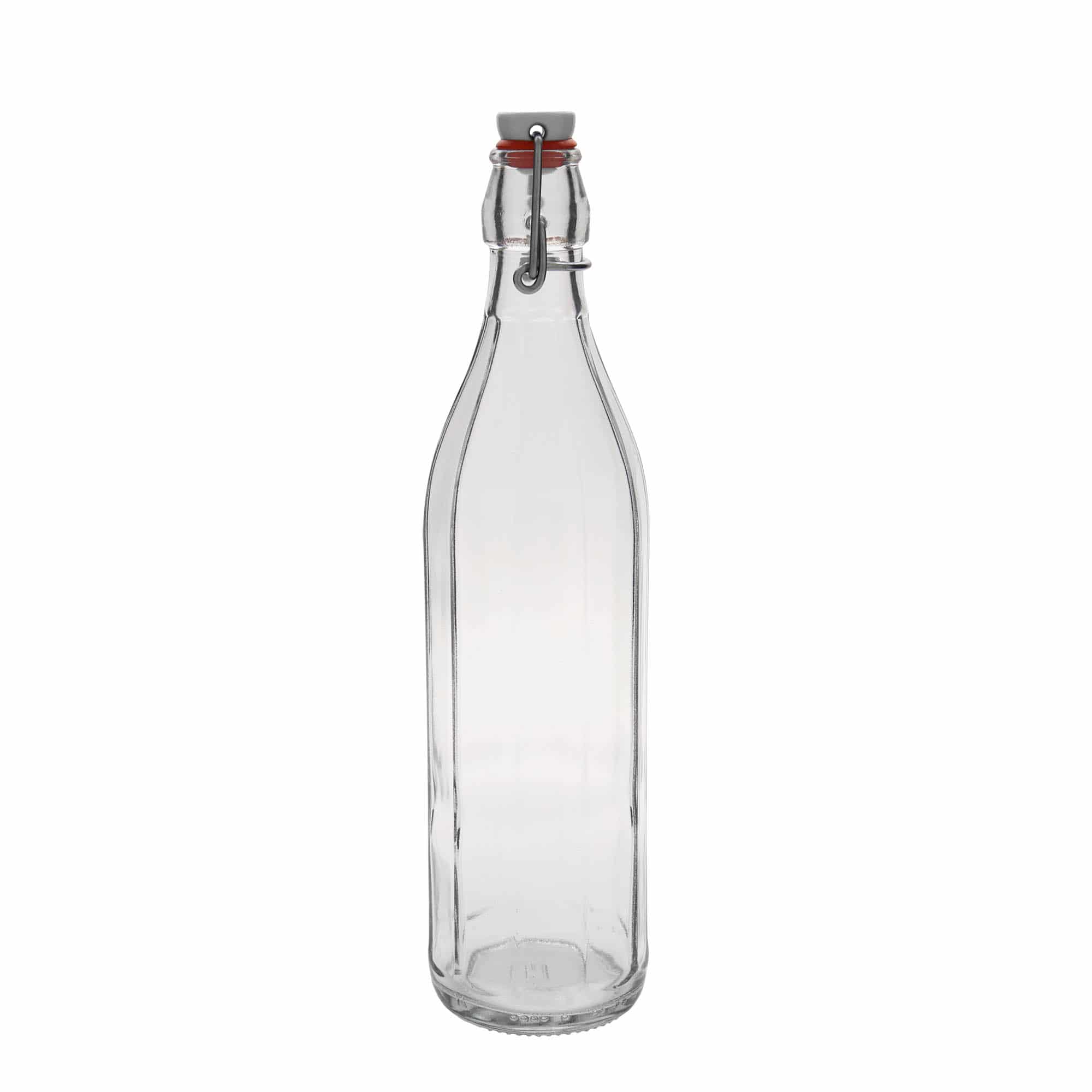 750 ml glassflaske "Bravo", tikantet, åpning: Bøylelokk