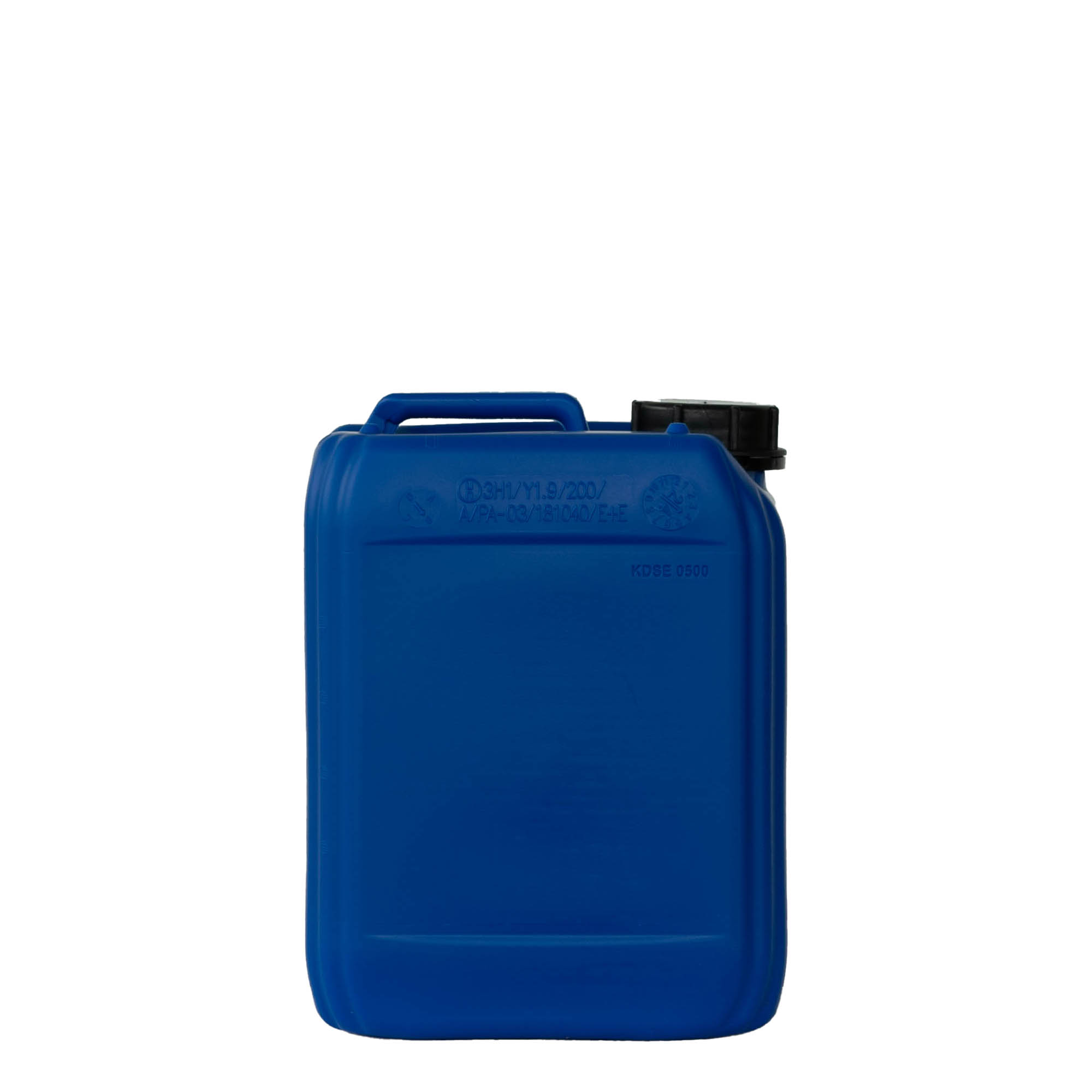 5 l kanne, rektangulær, HDPE-plast, blå, åpning: ND 55