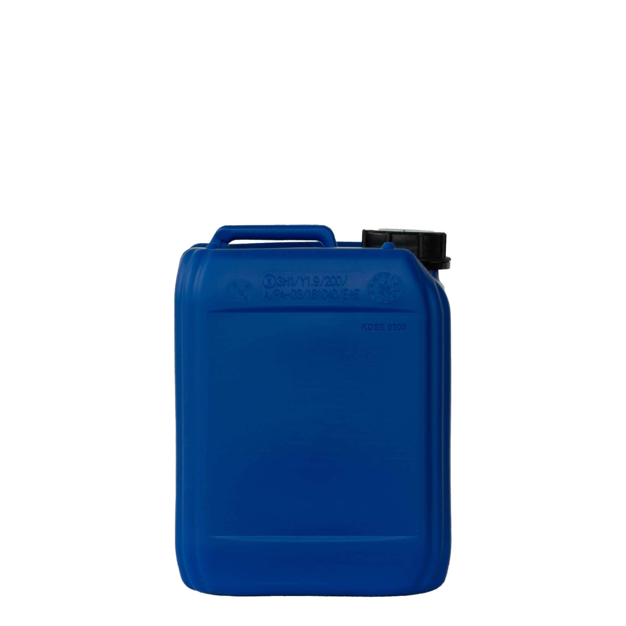 5 l kanne, rektangulær, HDPE-plast, blå, åpning: ND 55