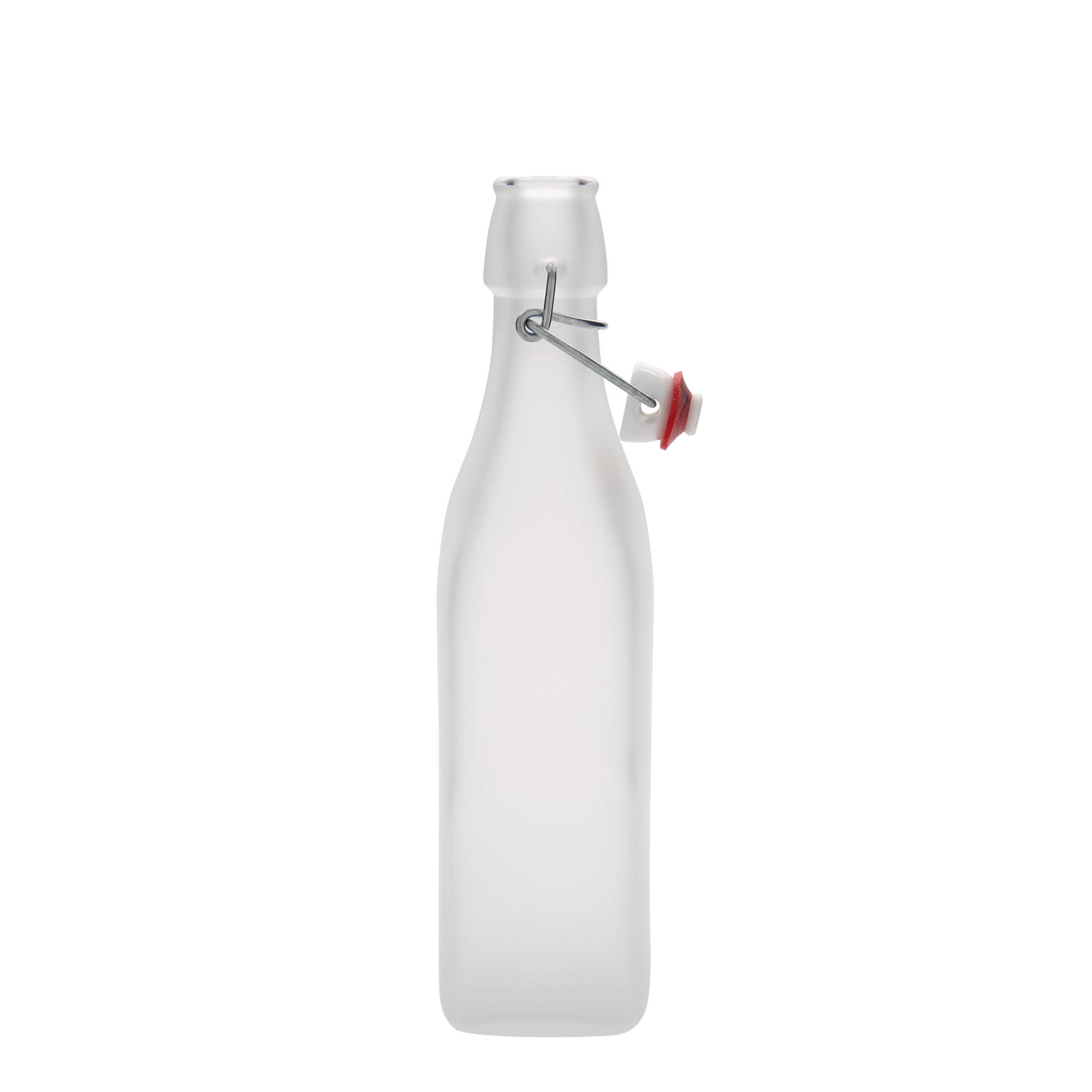 500 ml glassflaske 'Swing, firkantet, hvit, åpning: hengslet lukking