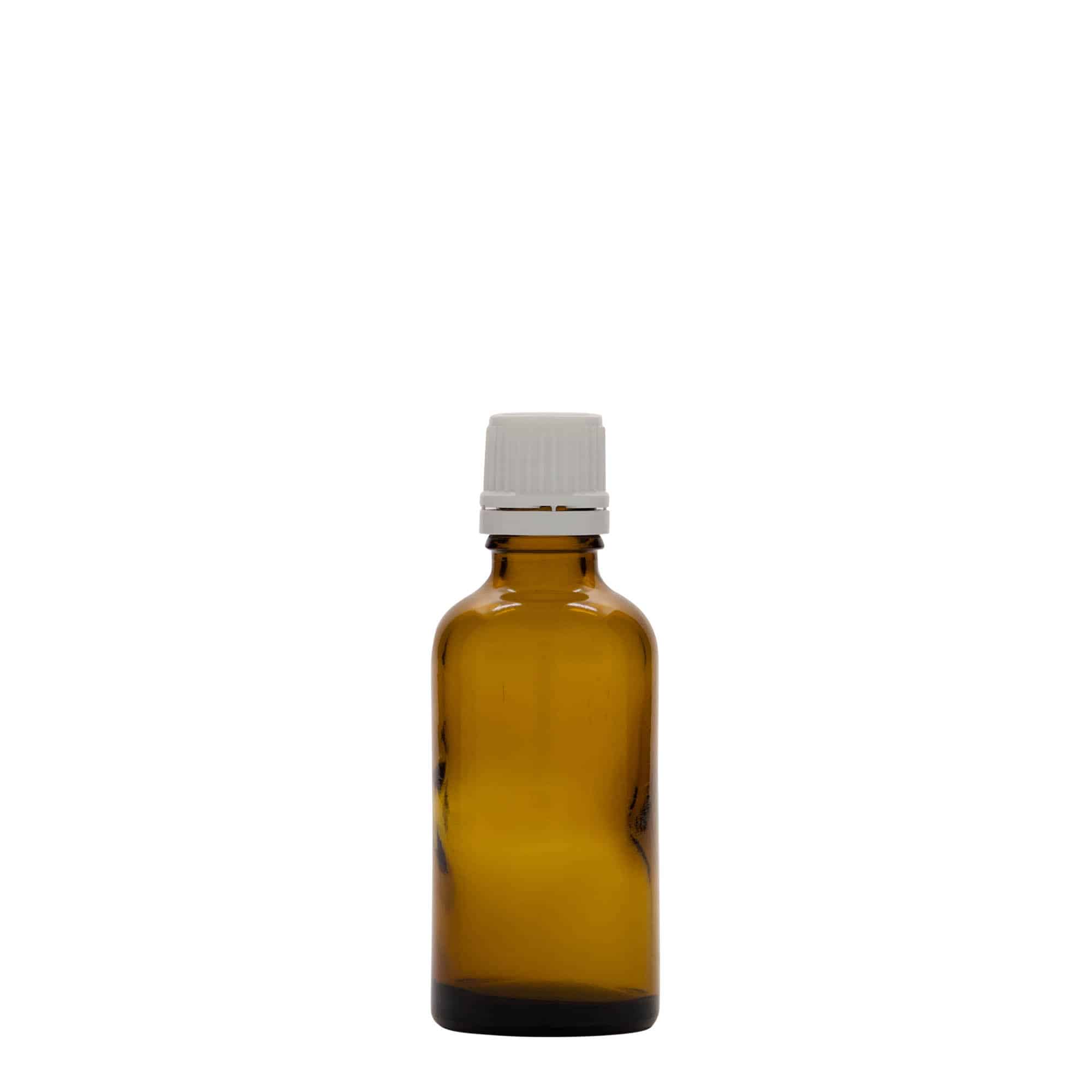 50 ml medisinflaske, glass, brun, åpning: DIN 18