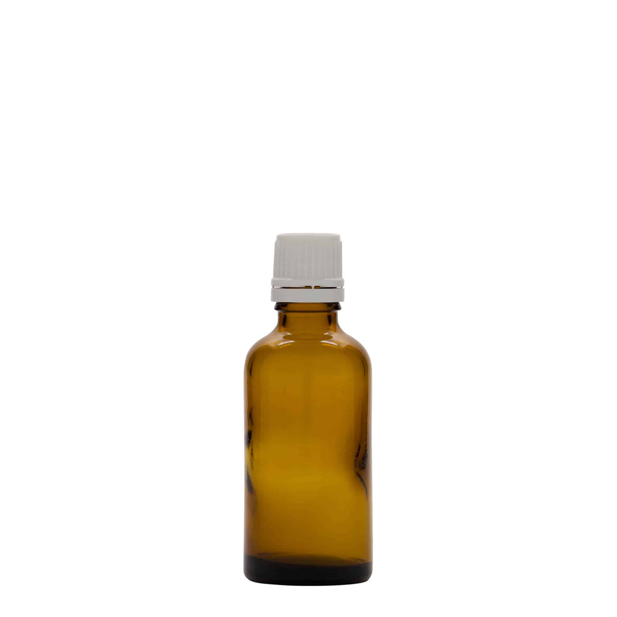 50 ml medisinsk flaske, glass, brun, åpning: DIN 18