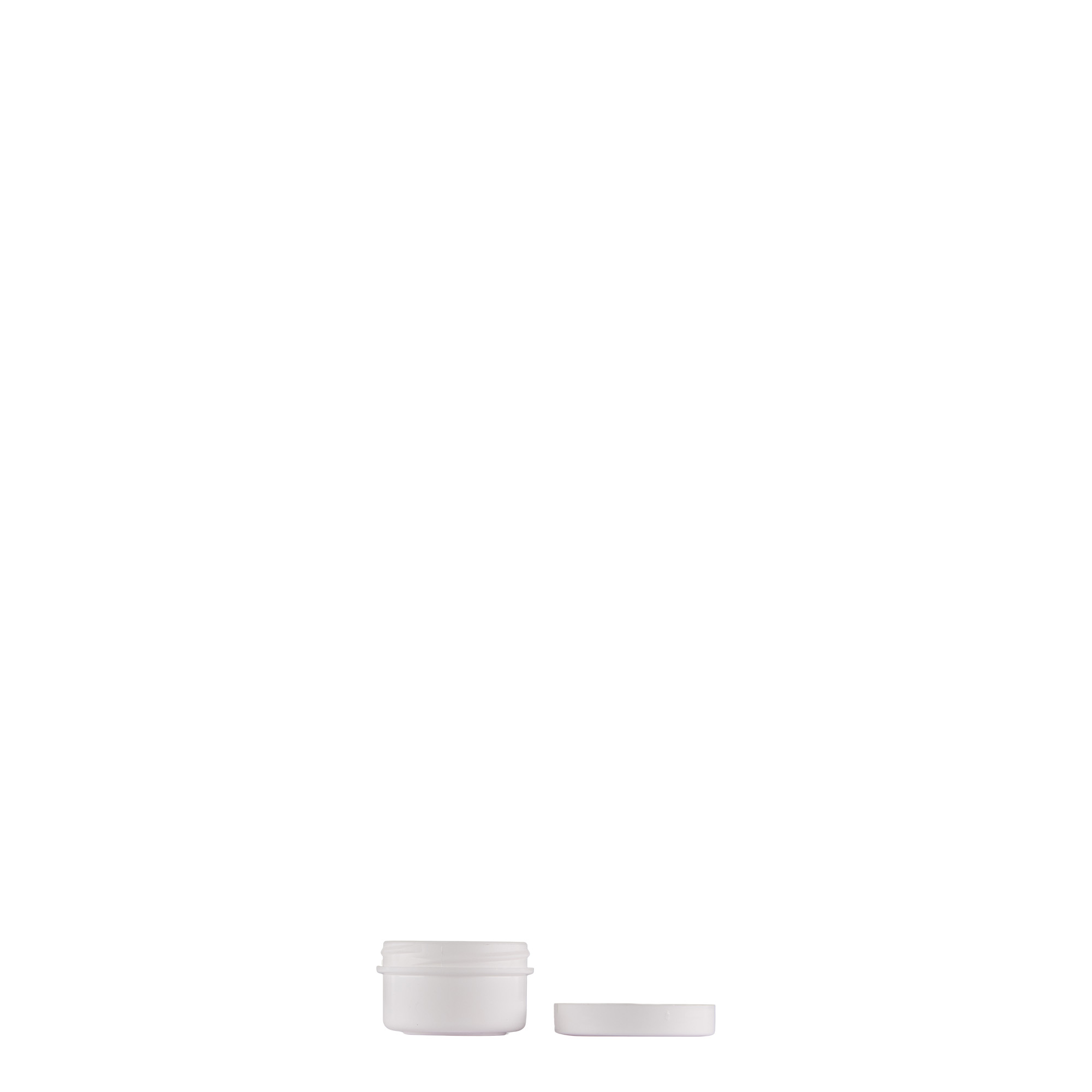 6 ml plastbeholder 'White Line', PP, hvit, åpning: skrukork 6 ml plastbeholder 'White Line', PP, hvit, åpning: skrukork