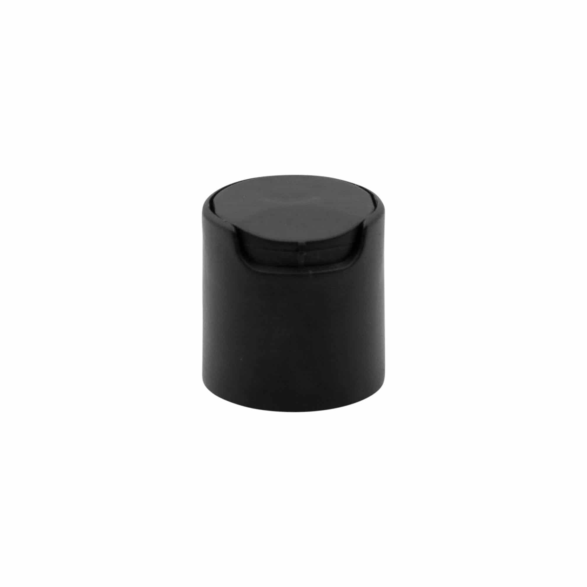 Skrulokk Disc Top, PP-plast, svart, for åpning: 24/410