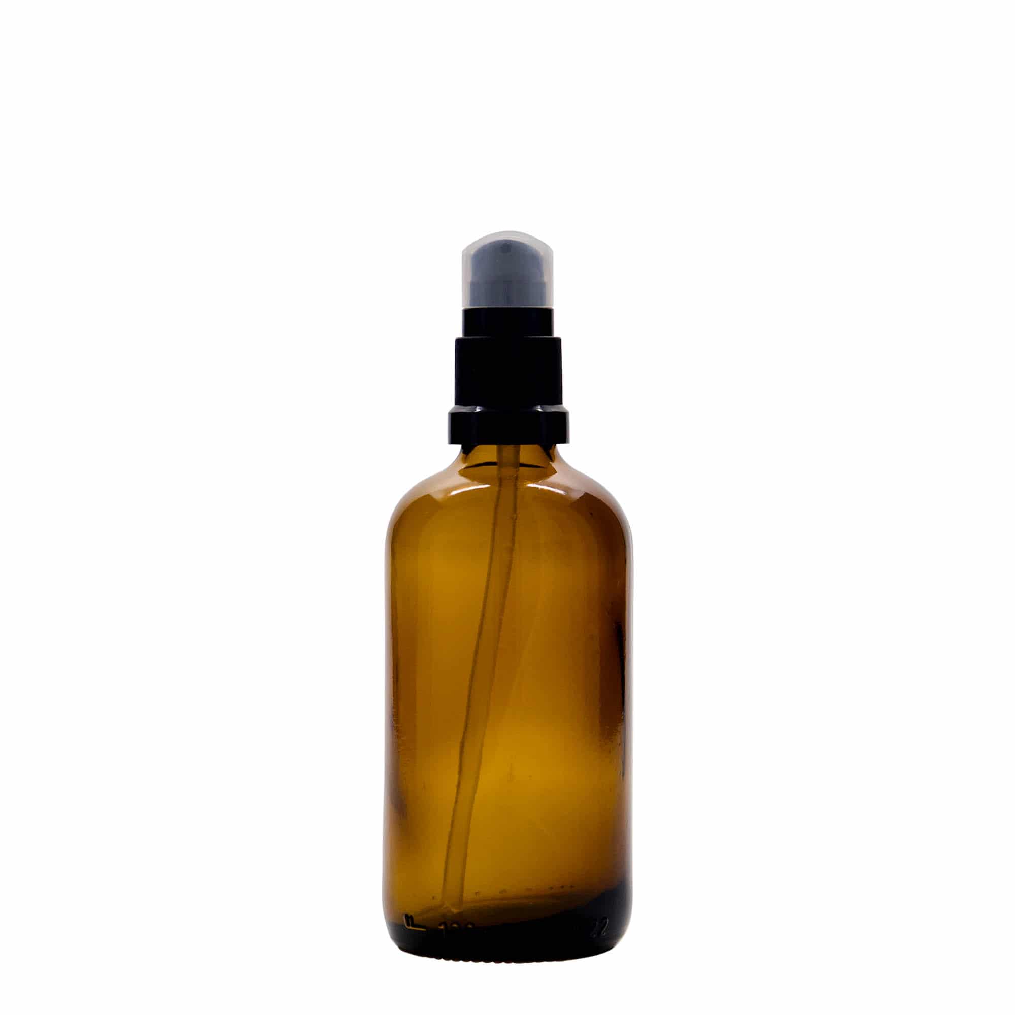 100 ml medisinflaske med lotionpumpe, glass, brun, åpning: DIN 18 100 ml medisinflaske med lotionpumpe, glass, brun, åpning: DIN 18