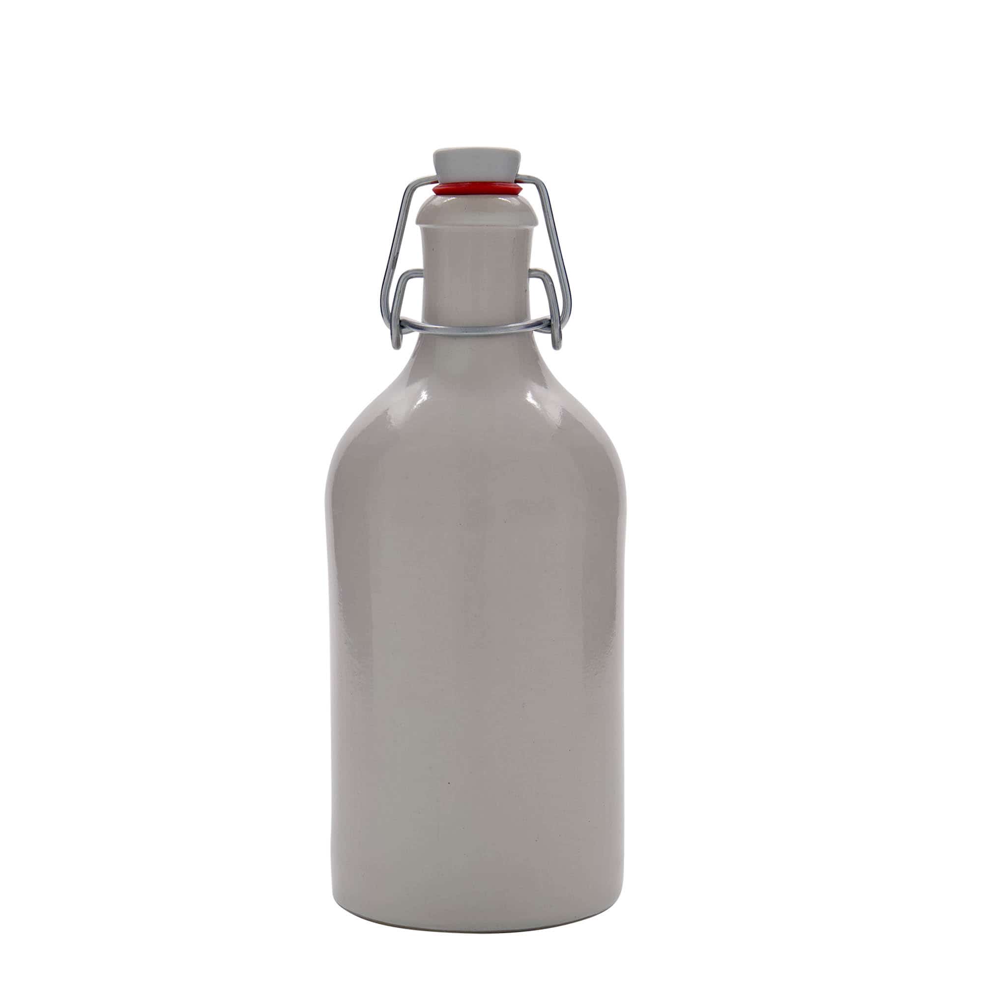 500 ml leirkrus, steintøy, hvit, åpning: Kork