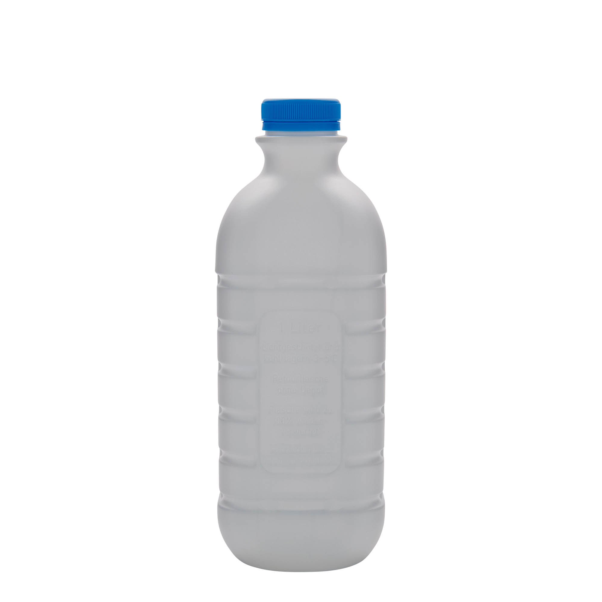 1.000 ml melkeflaske, rektangulær, HDPE-plast, hvit, åpning: PEHD40