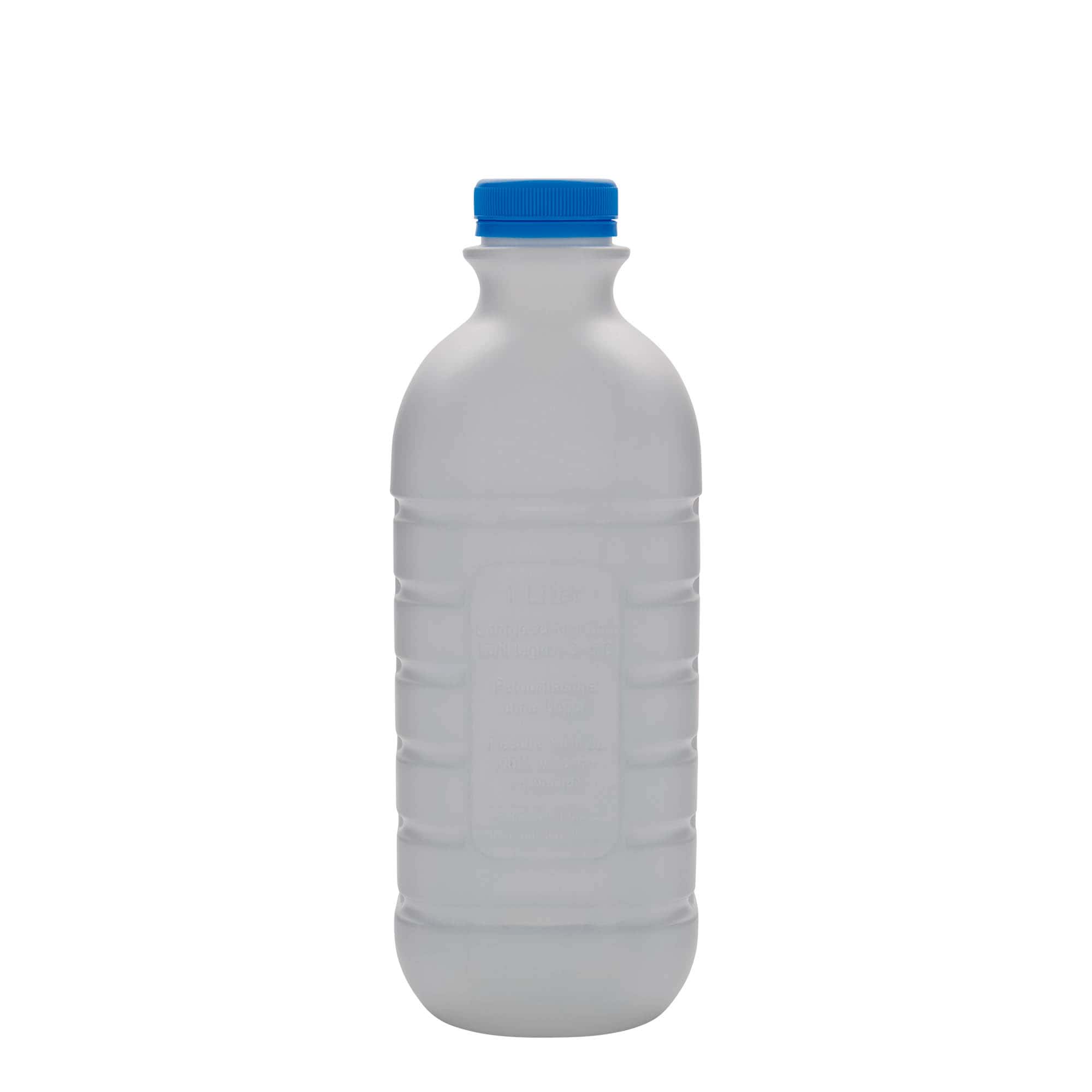 1.000 ml melkeflaske, rektangulær, HDPE-plast, hvit, åpning: PEHD40