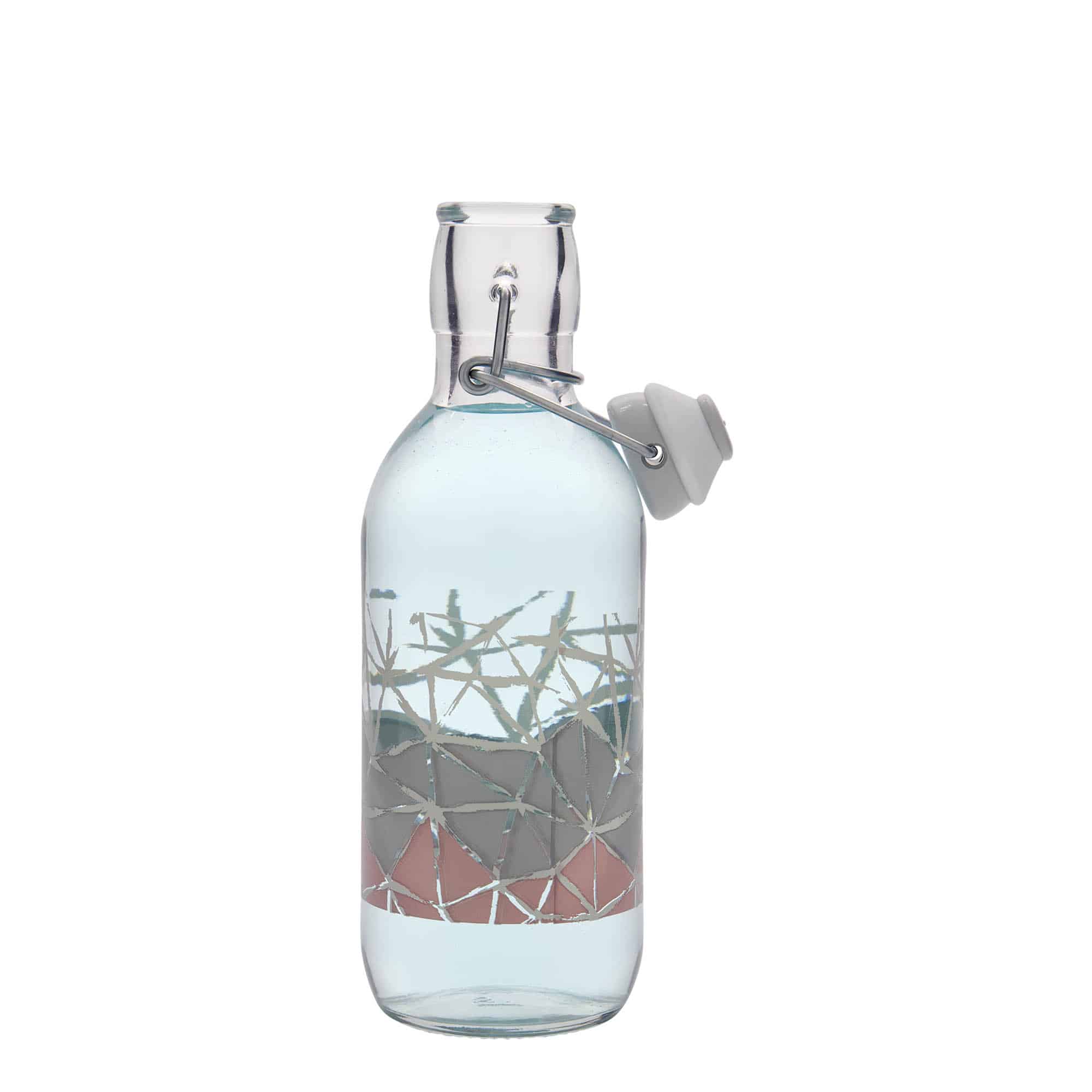 500 ml glassflaske "Emilia", motiv: Manolibera rosa, åpning: Bøylelokk