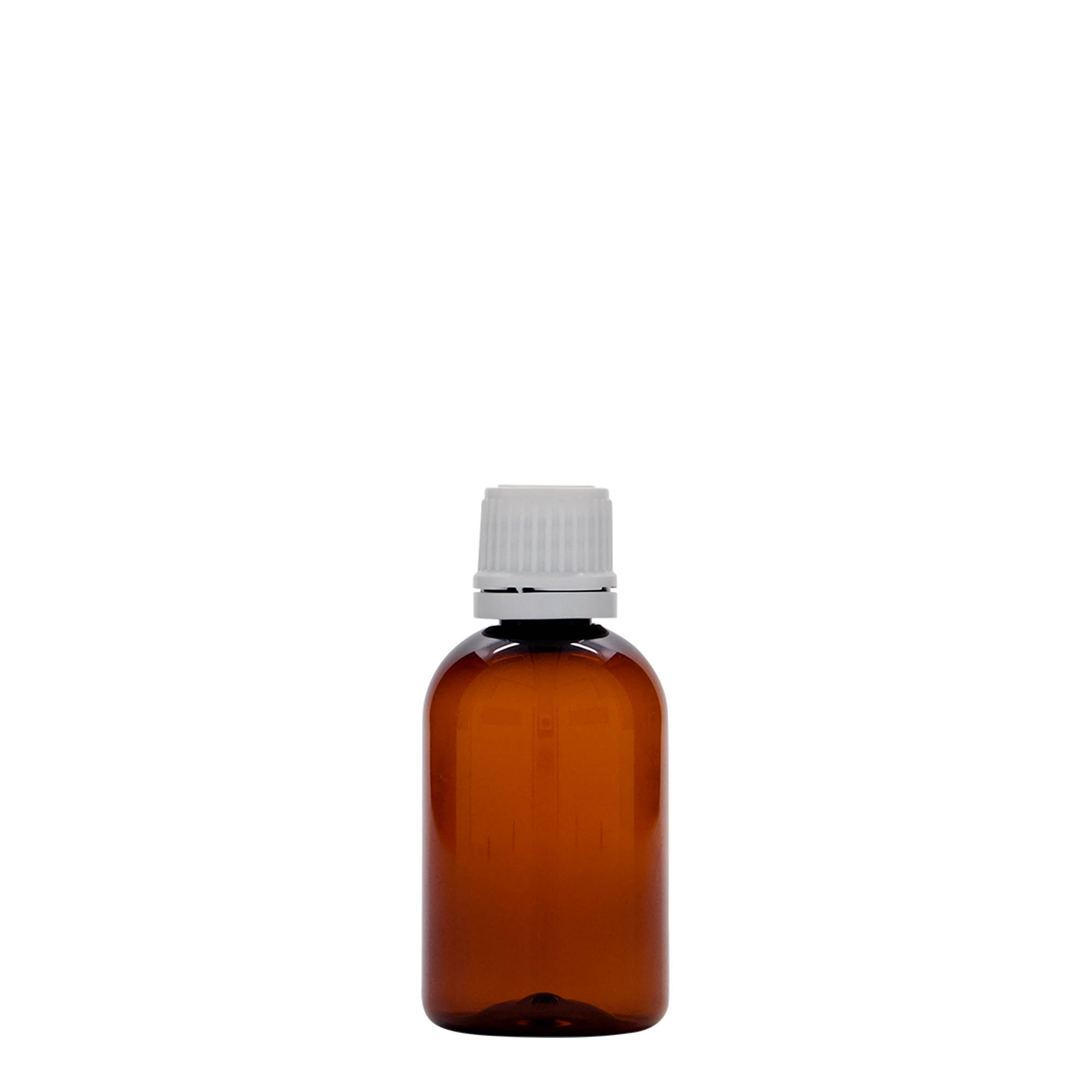 50 ml PET-medisinflaske 'Easy Living', brun, plast, åpning: DIN 18